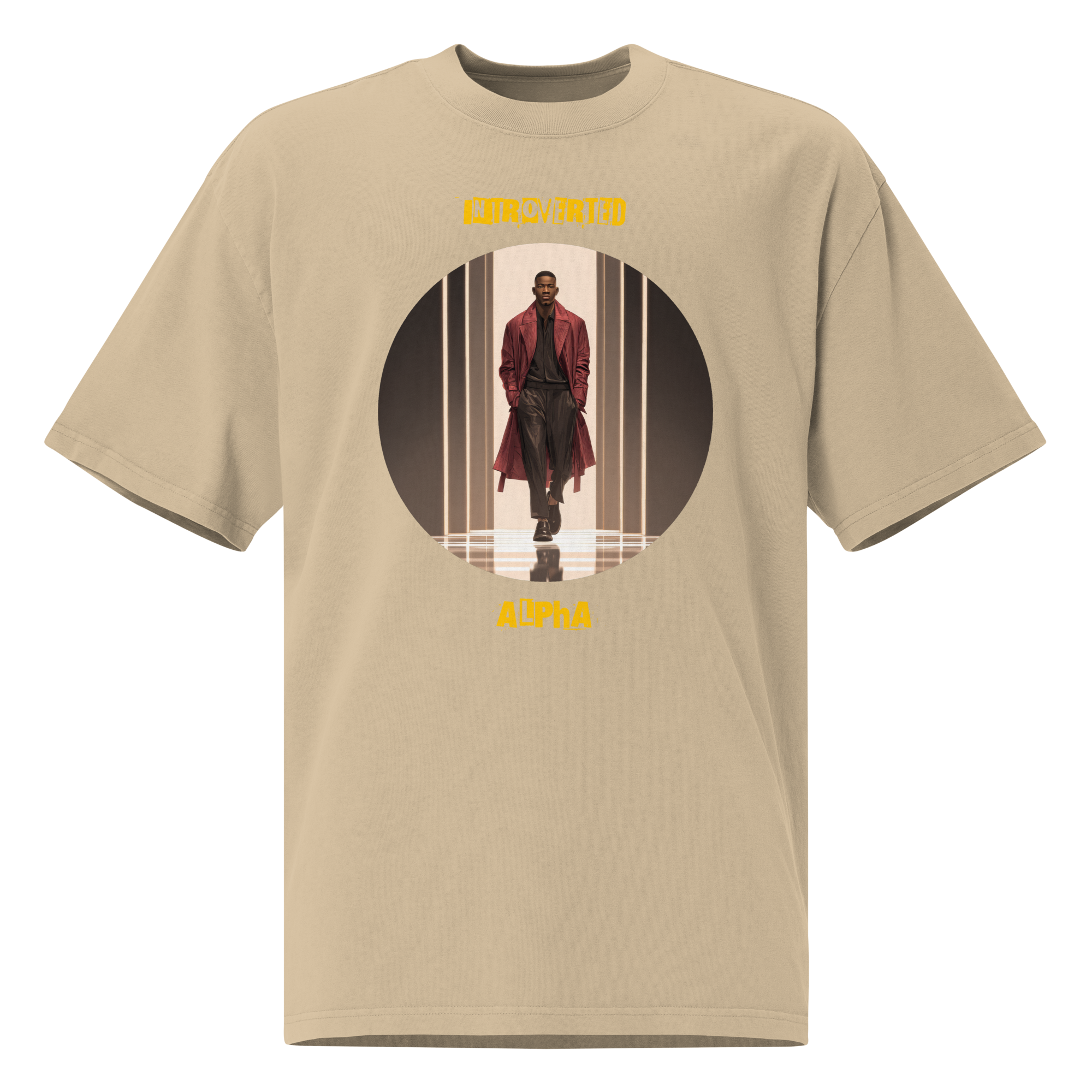 Xantho Philos™ Oversized Faded T-Shirt in Faded Khaki for men, neutral oversized T-shirt with casual streetwear style