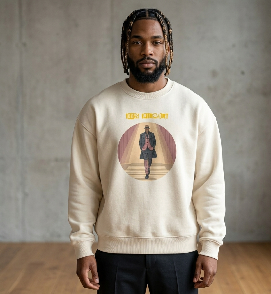 IntrovertedAlpha™ Oversized Sweatshirt in Dust for men, soft neutral sweatshirt with a relaxed oversized fit