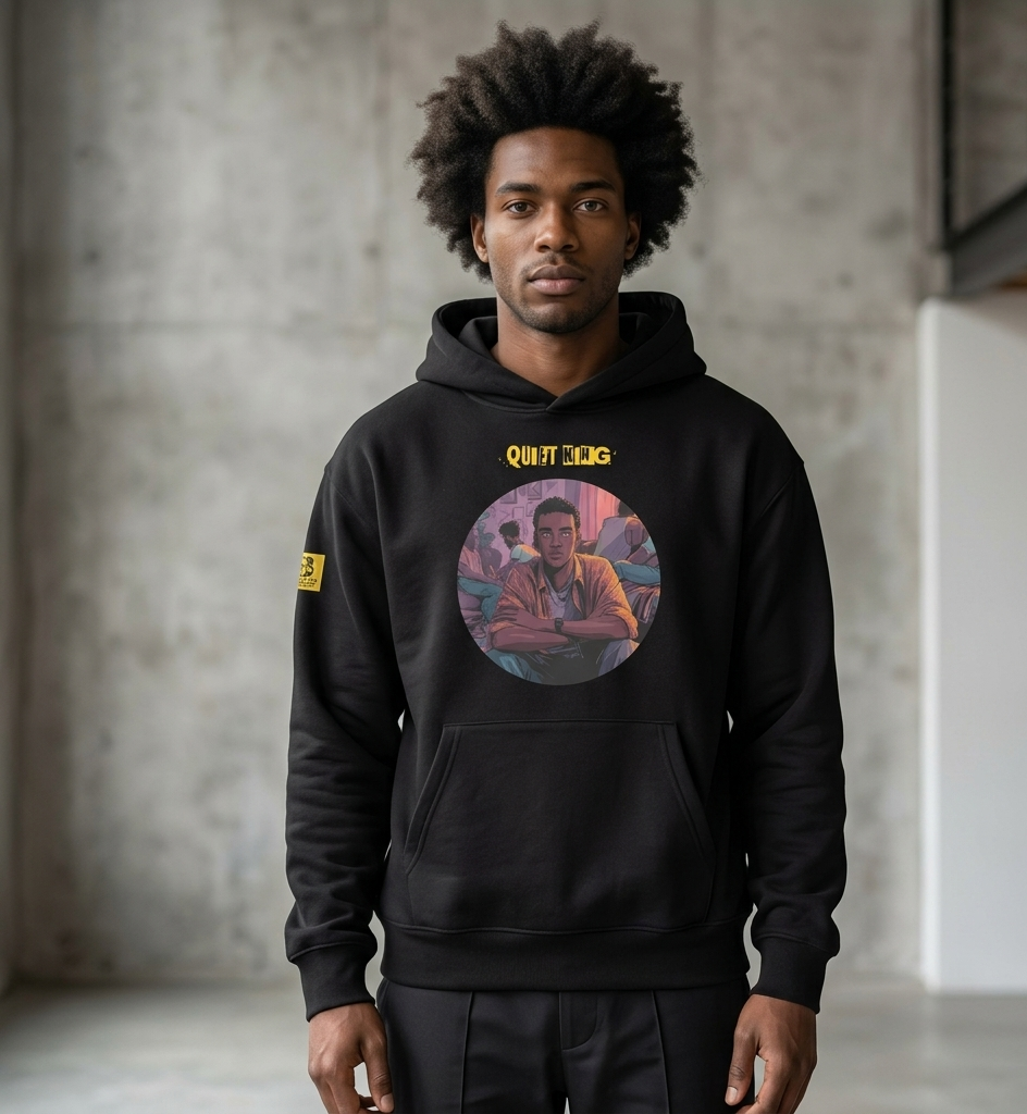 IntrovertedAlpha™ Oversized Hoodie in Vintage Black for men, premium heavyweight streetwear with a relaxed oversized fit
