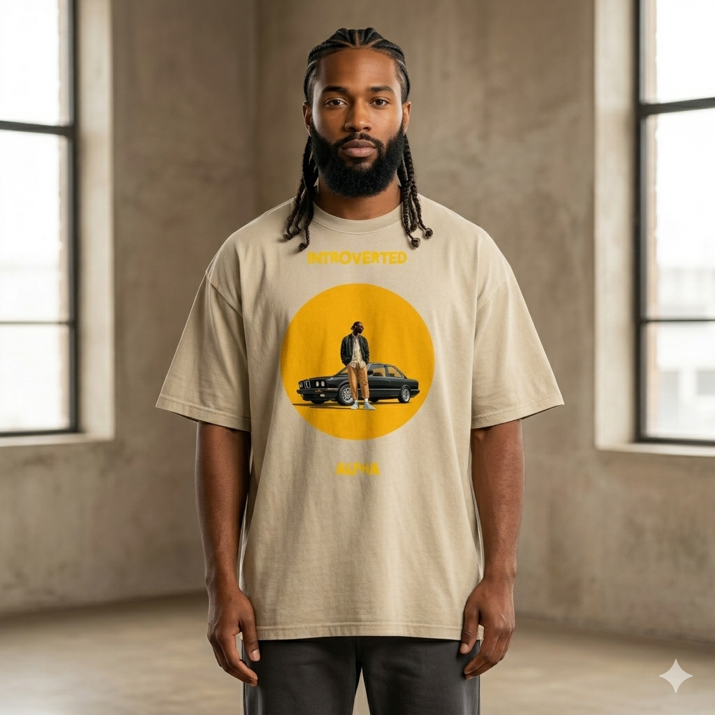 Xantho Philos™ Oversized Faded T-Shirt in Faded Khaki for men, neutral oversized T-shirt with casual streetwear style
