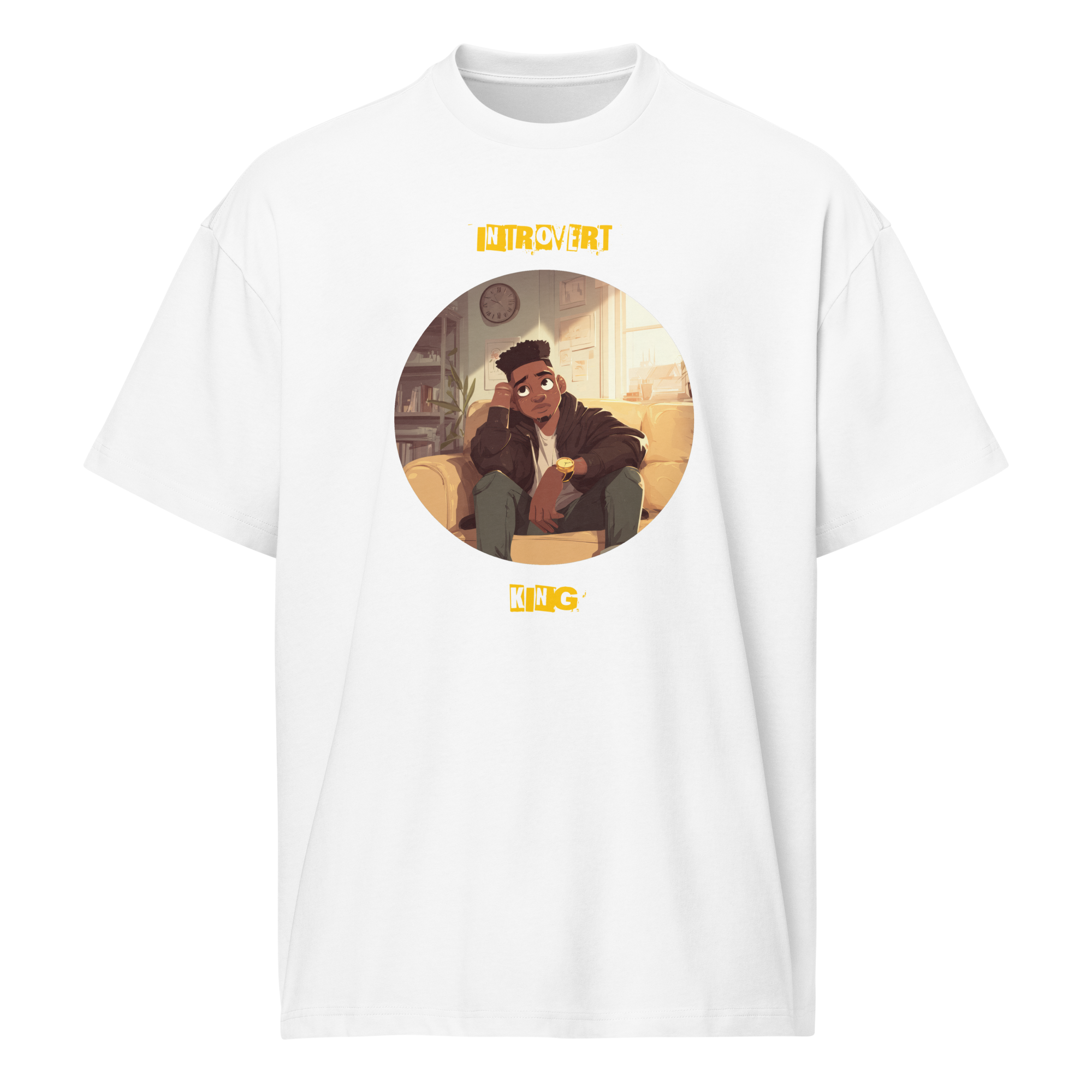 IntrovertedAlpha™ Box Tee in White for men, crisp structured box tee with a clean premium finish