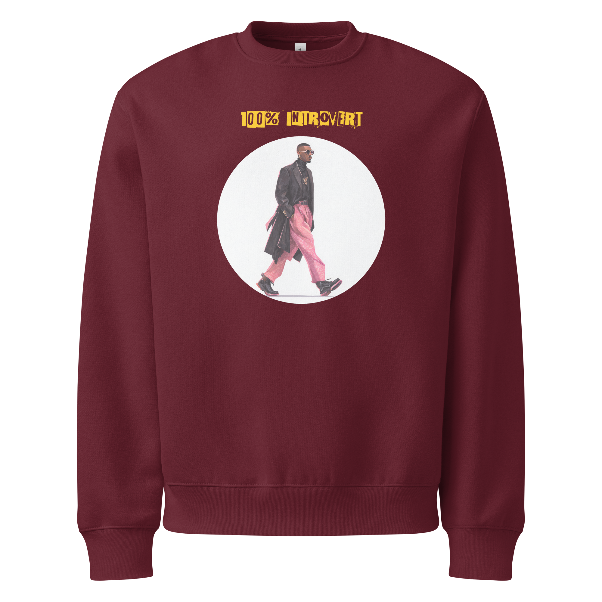 IntrovertedAlpha™ Oversized Sweatshirt in Maroon for men, rich-toned oversized sweatshirt with heavyweight comfort