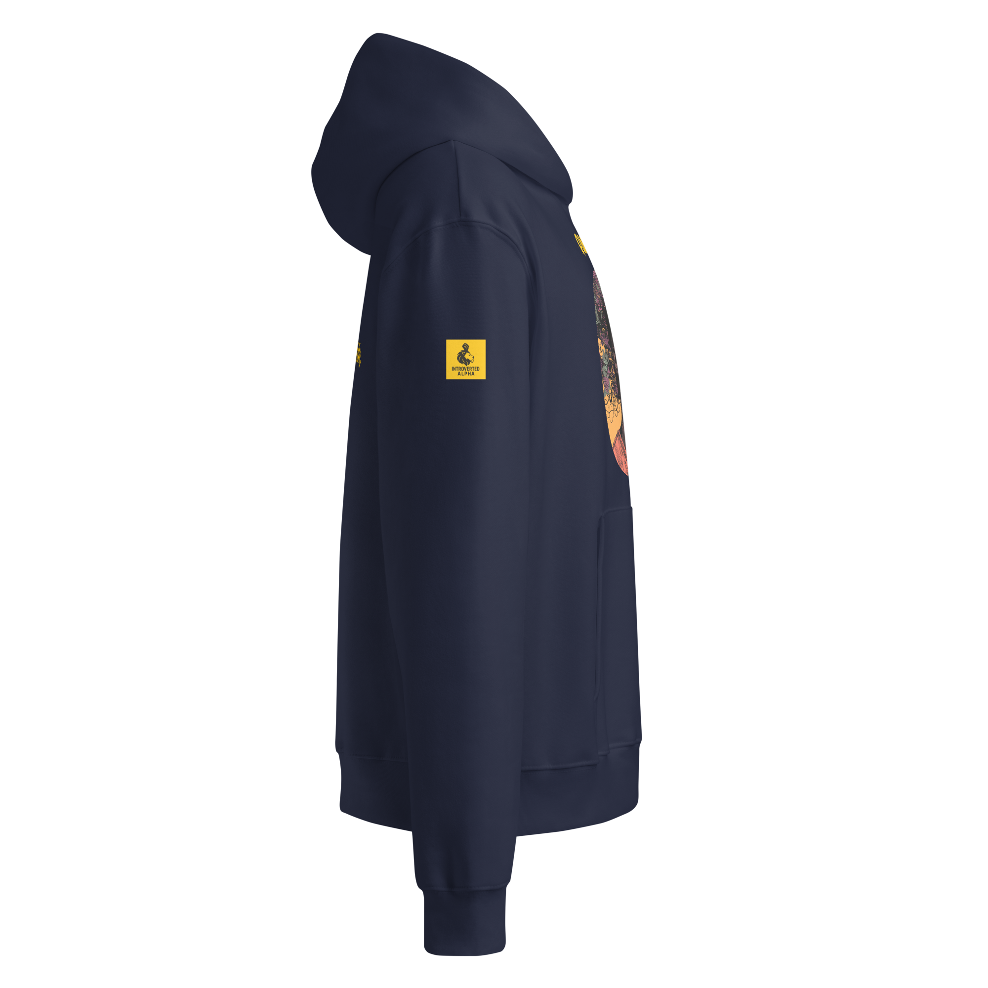 IntrovertedAlpha™ Oversized Hoodie in Navy for men, minimalist heavyweight hoodie with a relaxed streetwear fit