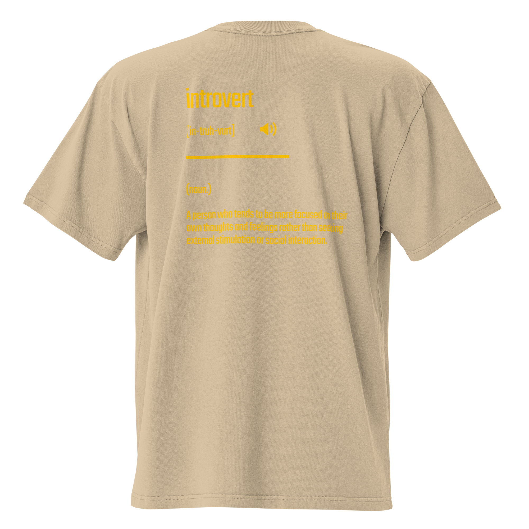IntrovertedAlpha™ Oversized Faded T-Shirt in Faded Khaki for men, neutral oversized T-shirt with casual streetwear style