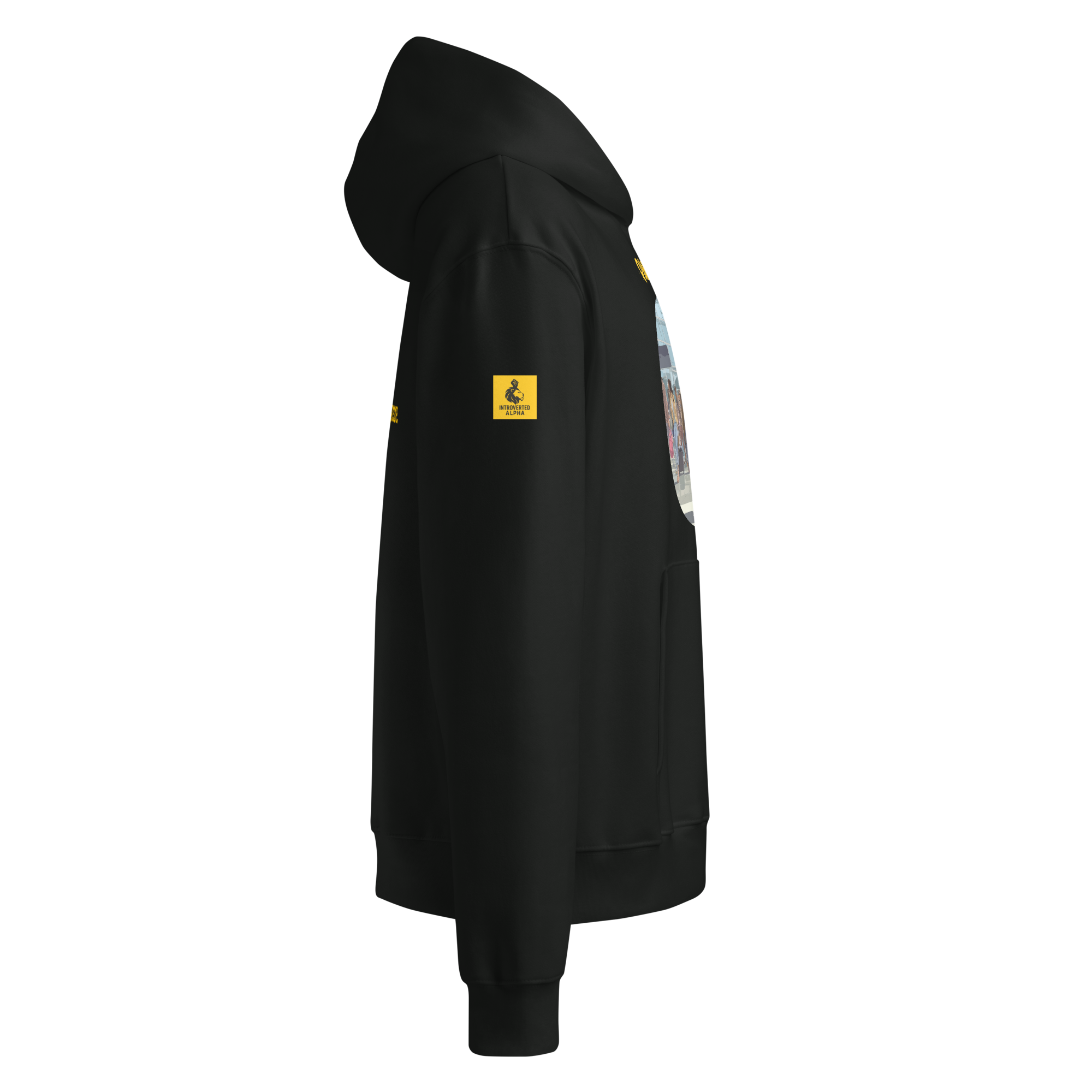 IntrovertedAlpha™ Oversized Hoodie in Vintage Black for men, premium heavyweight streetwear with a relaxed oversized fit