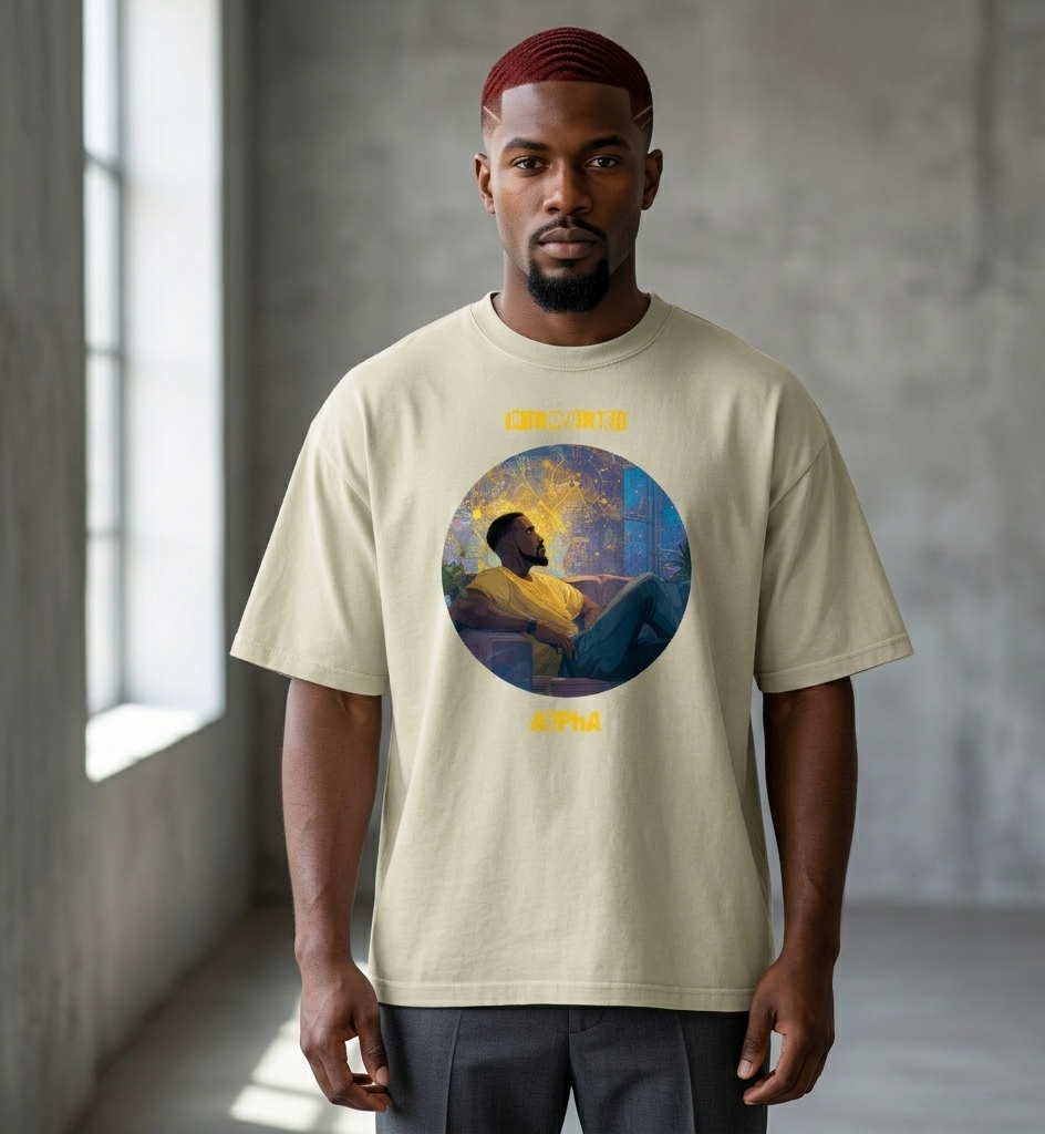 IntrovertedAlpha™ Oversized Faded T-Shirt in Faded Eucalyptus for men, washed green oversized T-shirt with premium casual style