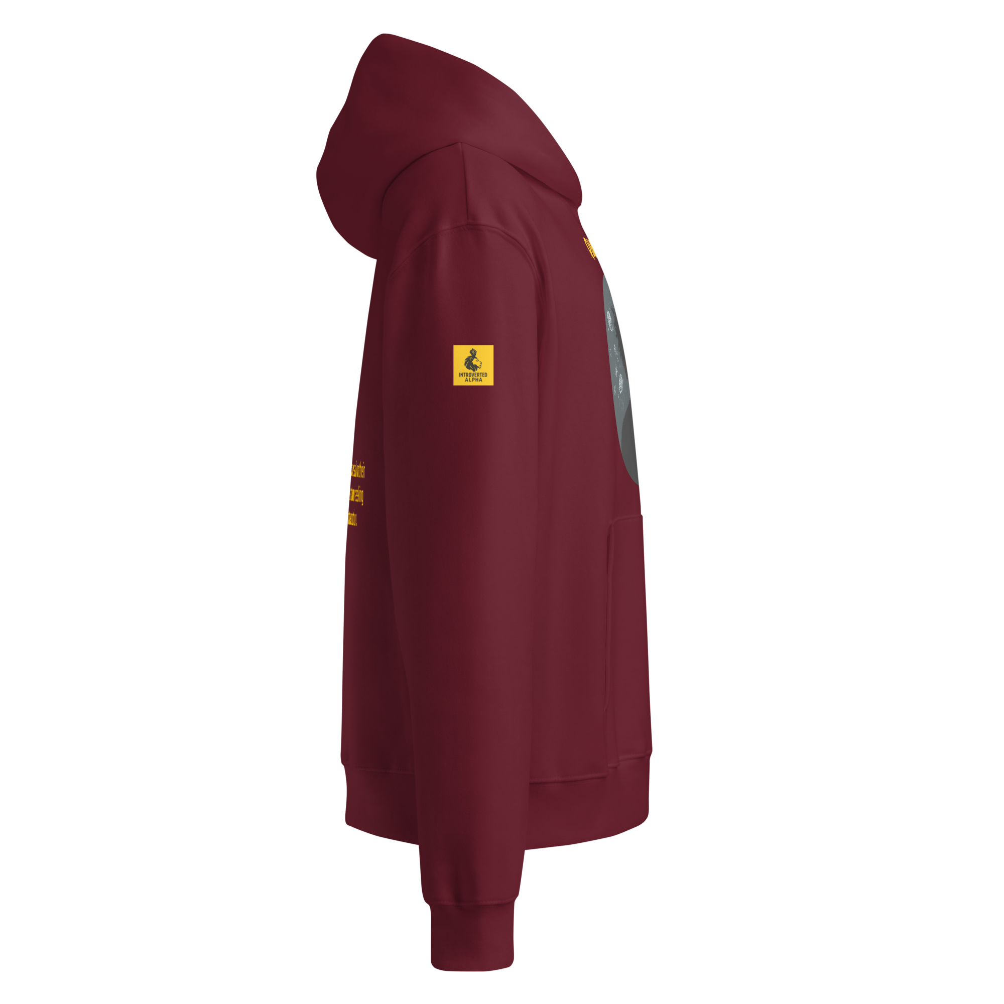 IntrovertedAlpha™ Oversized Hoodie in Maroon for men, premium oversized hoodie with heavyweight comfort
