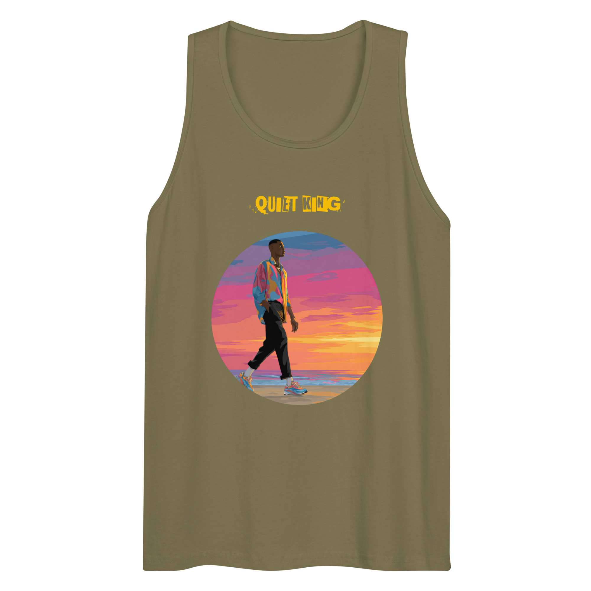 IntrovertedAlpha™ Tank Top in Military Green for men, athletic streetwear tank with a grounded utilitarian tone