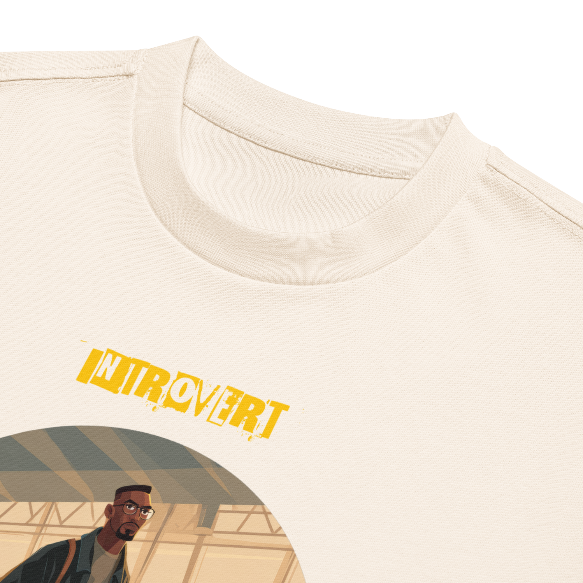 IntrovertedAlpha™ Box Tee in Vintage White for men, soft-toned box tee with a minimalist oversized fit