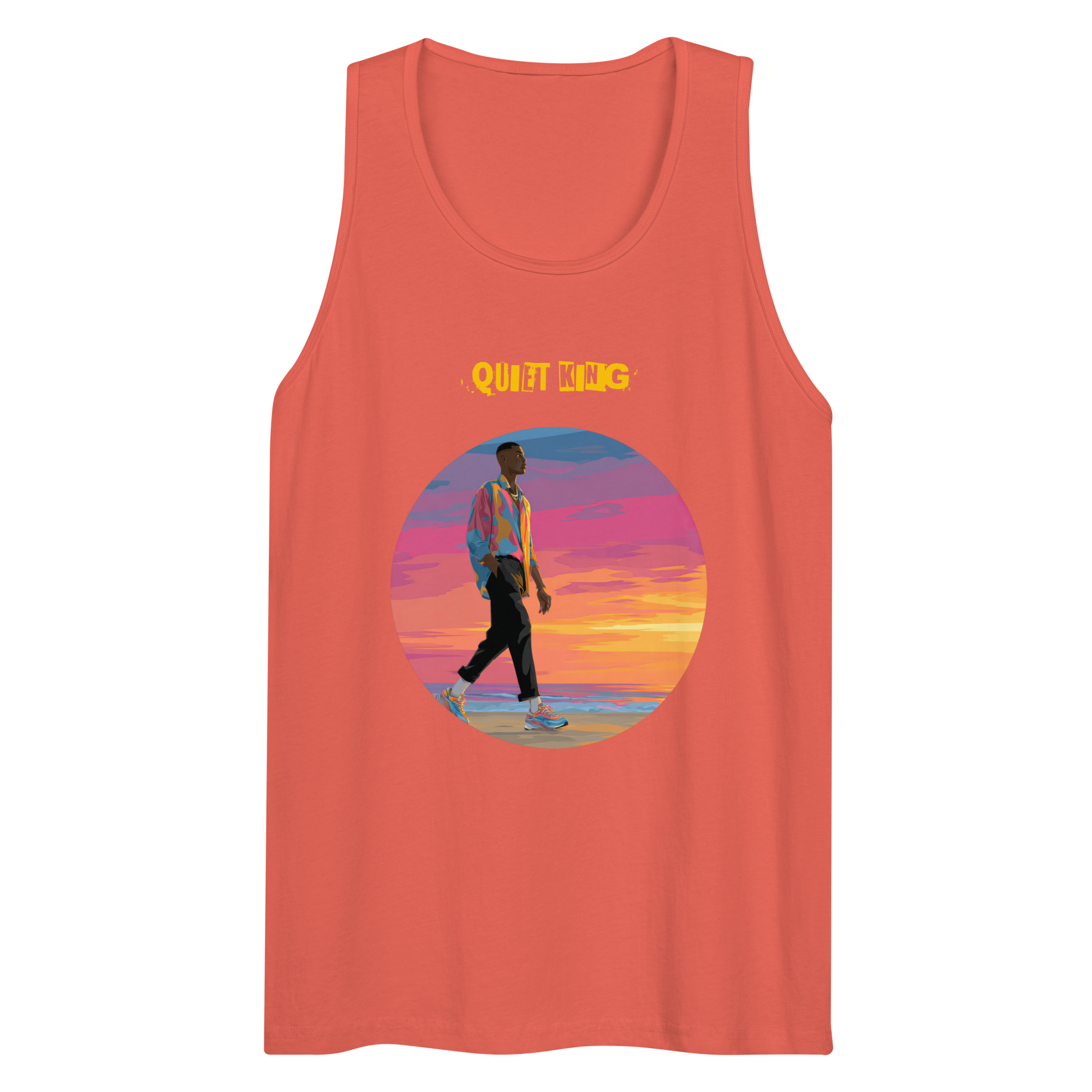 IntrovertedAlpha™ Tank Top in Coral for men, lightweight summer tank top with a vibrant casual tone