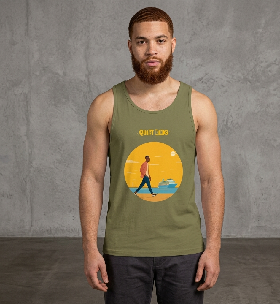 IntrovertedAlpha™ Tank Top in Military Green for men, athletic streetwear tank with a grounded utilitarian tone