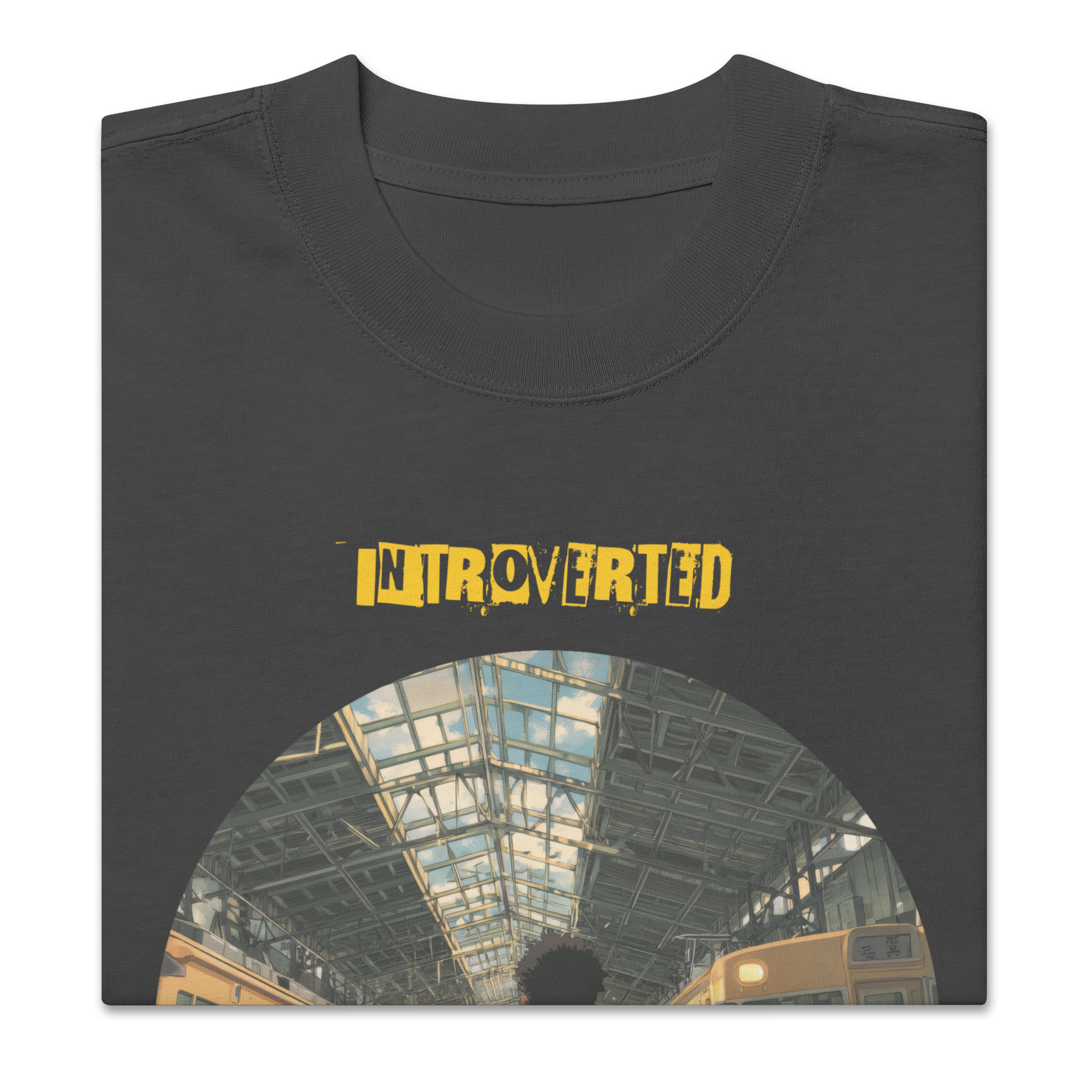 IntrovertedAlpha™ Oversized Faded T-Shirt in Faded Black for men, vintage-wash streetwear with a relaxed oversized fit