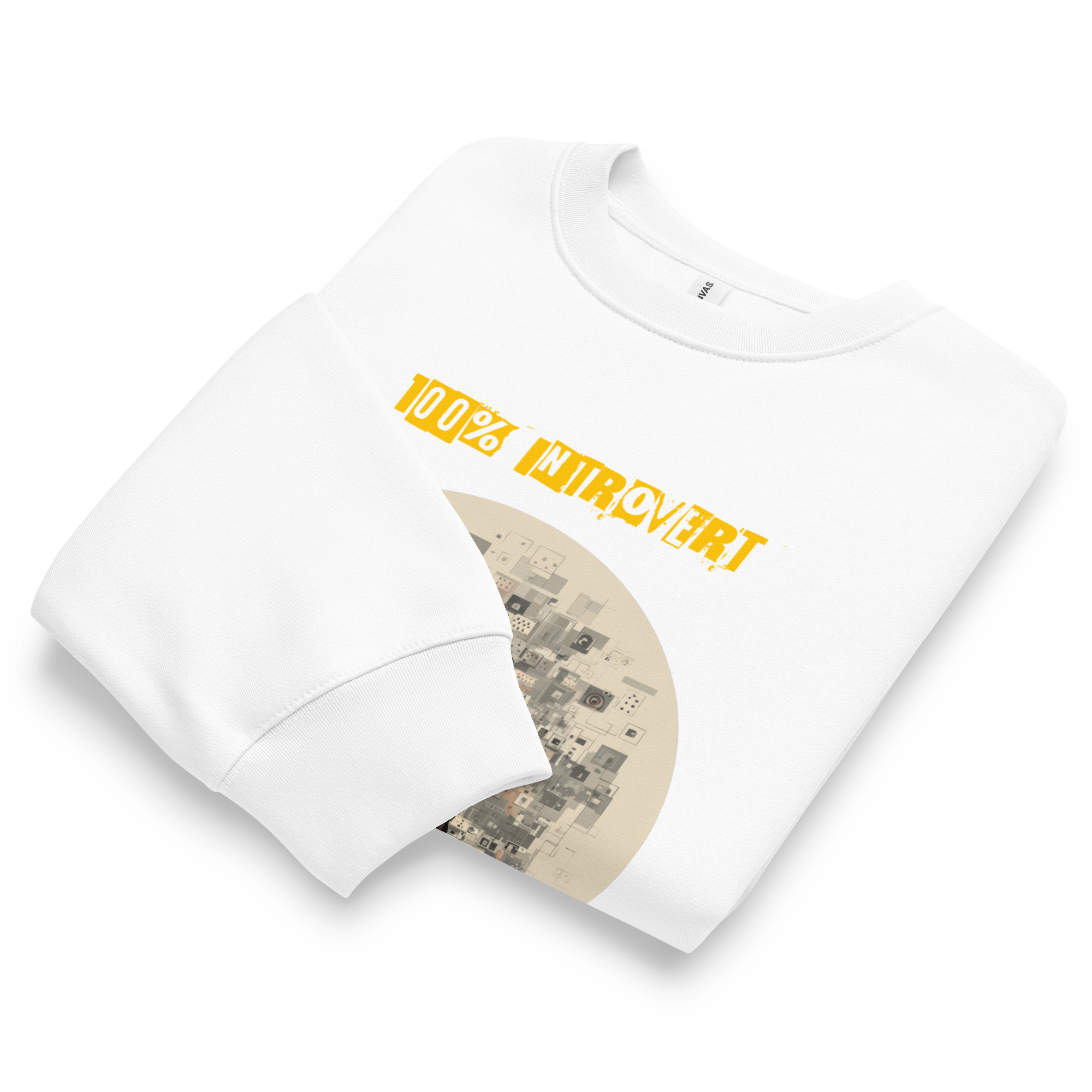 IntrovertedAlpha™ Oversized Sweatshirt in White for men, clean minimalist sweatshirt with a premium heavyweight finish
