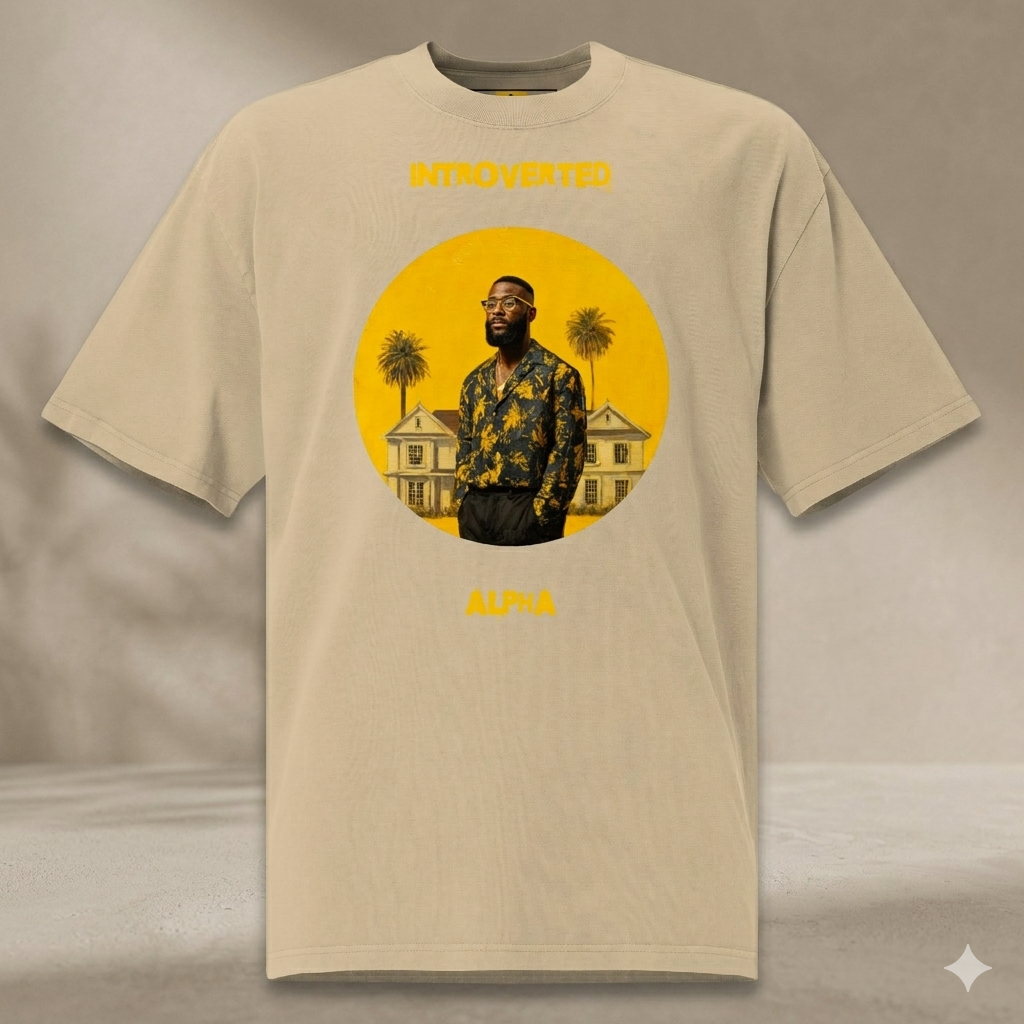 Xantho Philos™ Oversized Faded T-Shirt in Faded Khaki for men, neutral oversized T-shirt with casual streetwear style