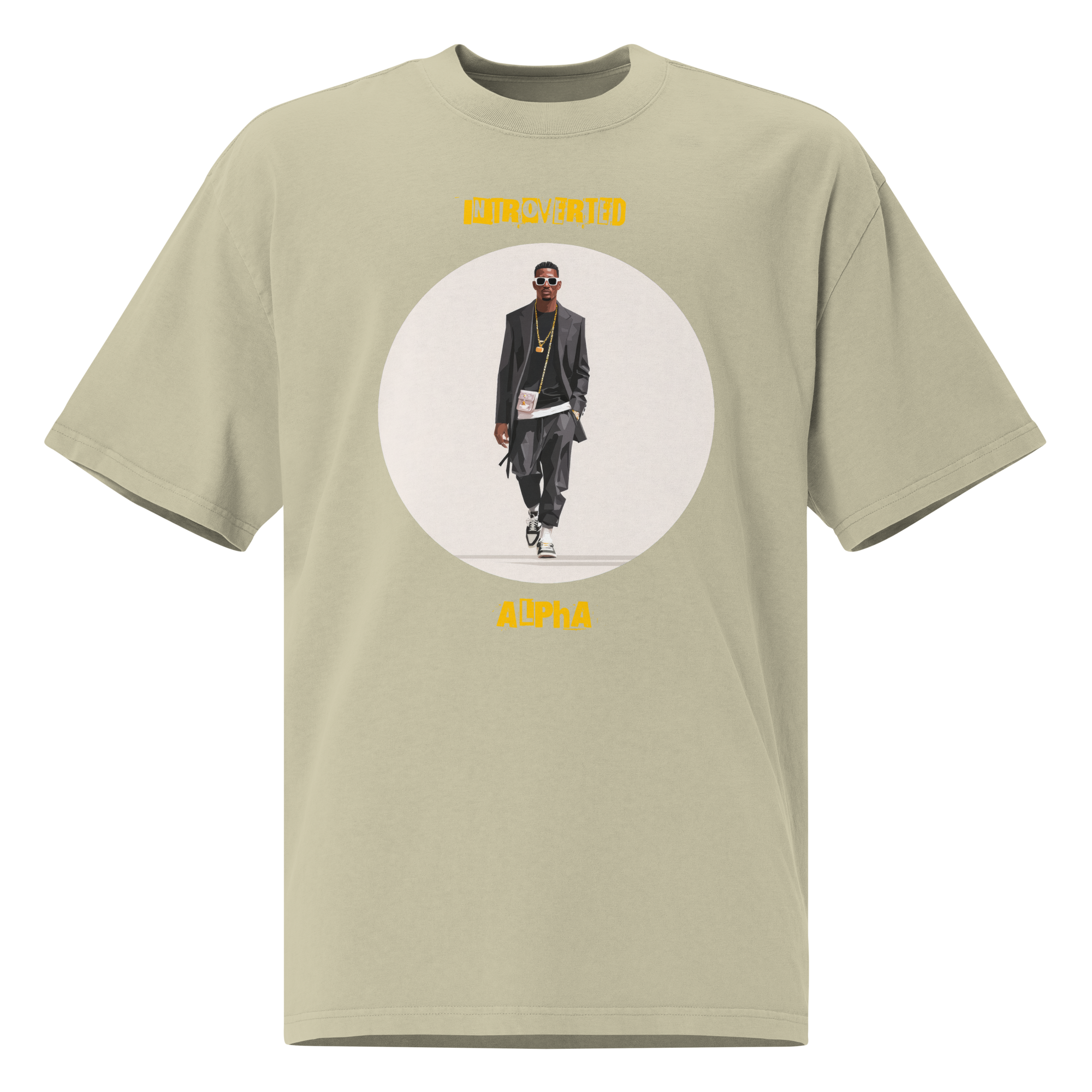 IntrovertedAlpha™ Oversized Faded T-Shirt in Faded Eucalyptus for men, washed green oversized T-shirt with premium casual style