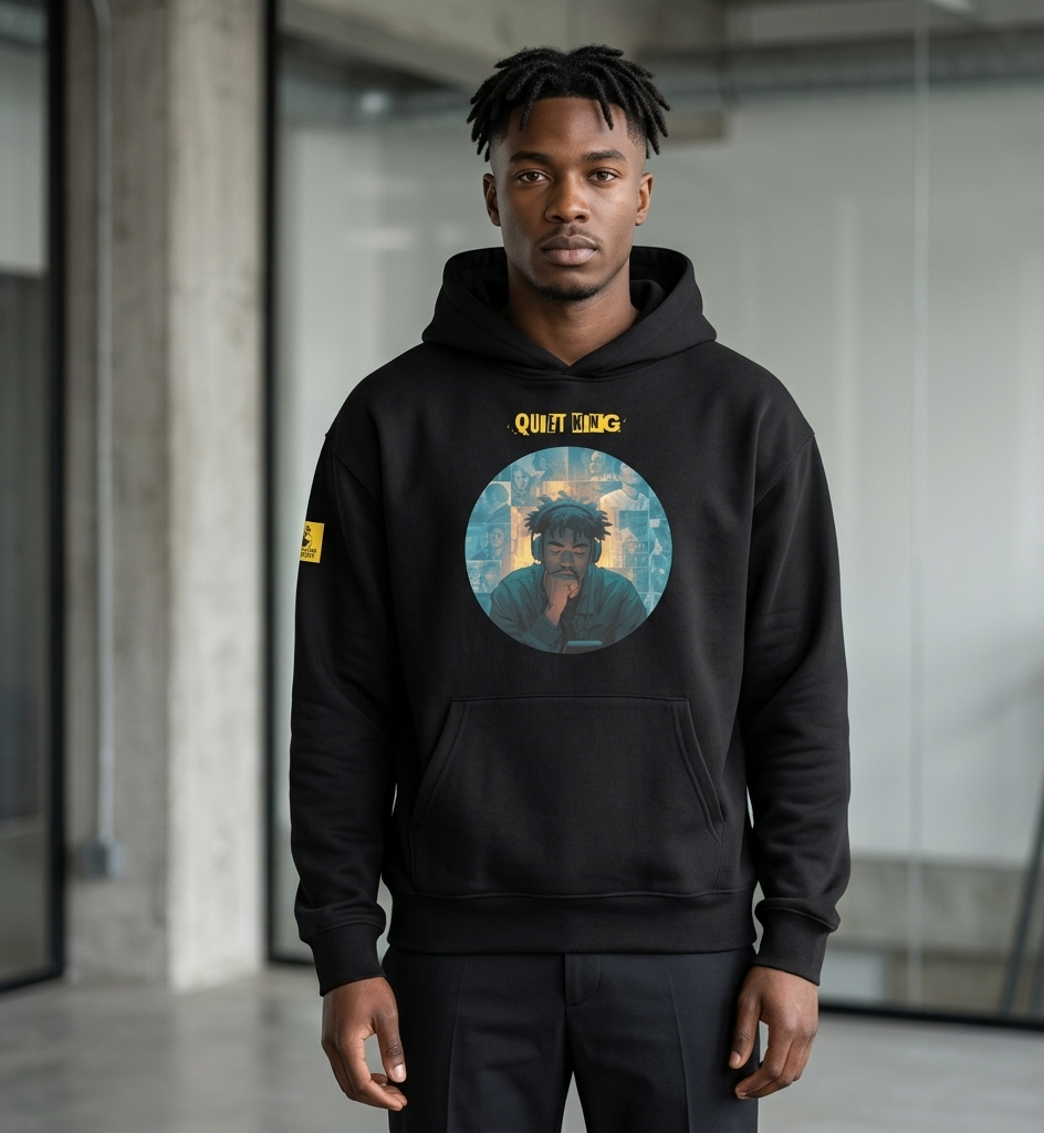 IntrovertedAlpha™ Oversized Hoodie in Vintage Black for men, premium heavyweight streetwear with a relaxed oversized fit