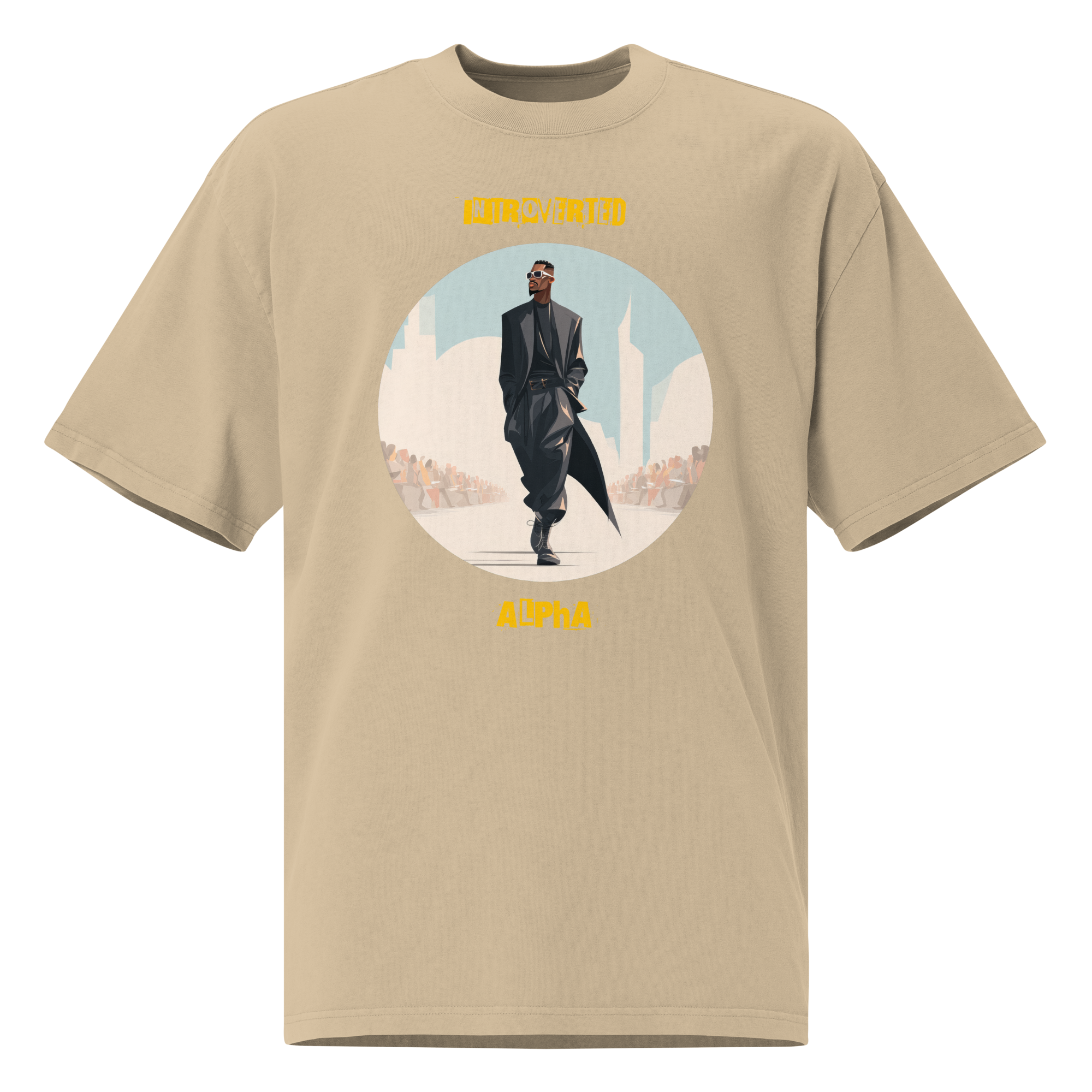 Xantho Philos™ Oversized Faded T-Shirt in Faded Khaki for men, neutral oversized T-shirt with casual streetwear style