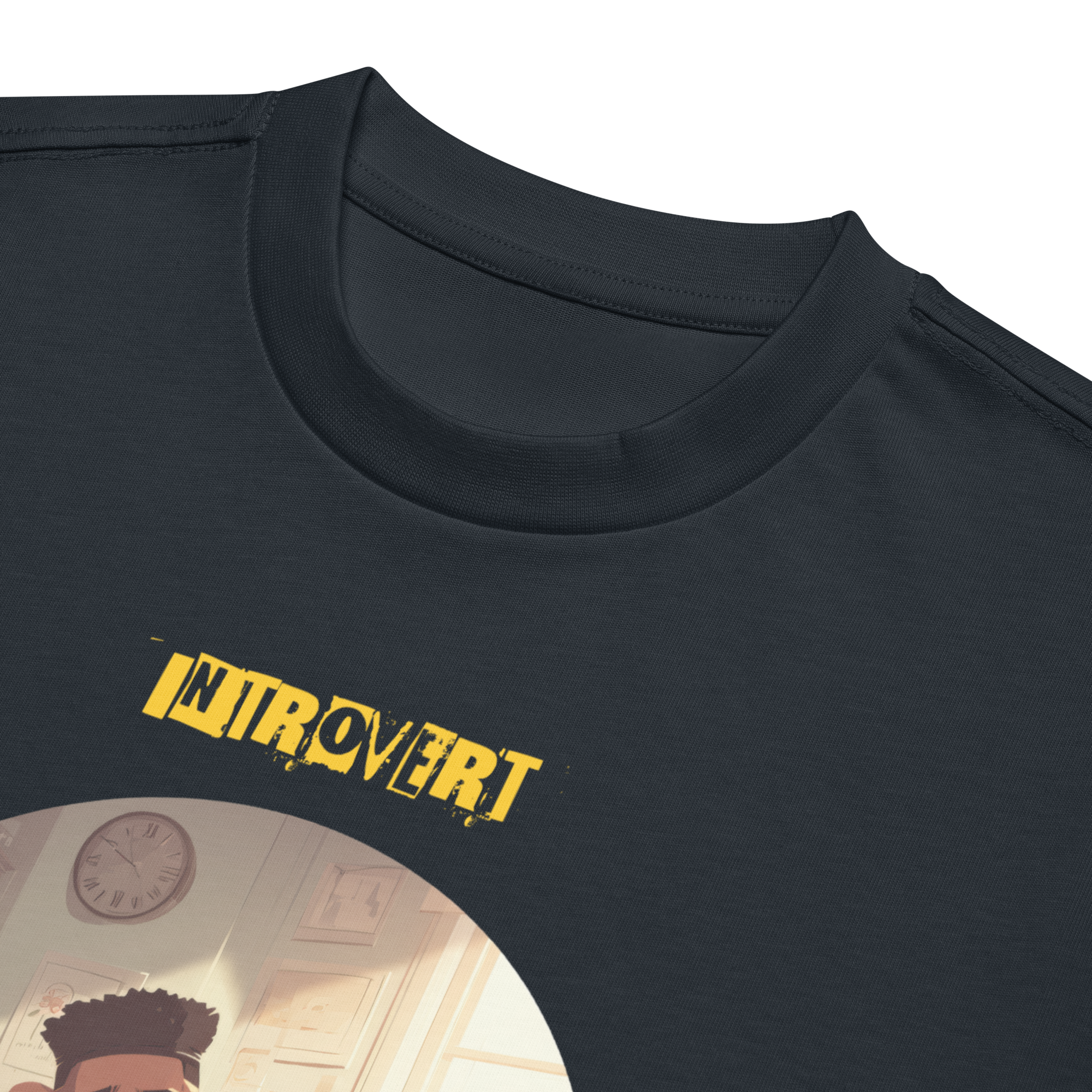 IntrovertedAlpha™ Box Tee in Navy Blazer for men, structured oversized T-shirt with premium streetwear style