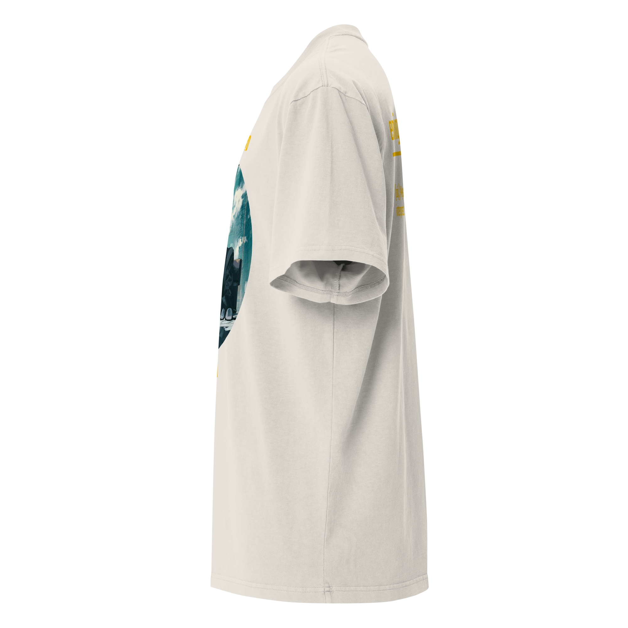 IntrovertedAlpha™ Oversized Faded T-Shirt in Faded Bone for men, soft neutral oversized T-shirt with a minimalist streetwear feel