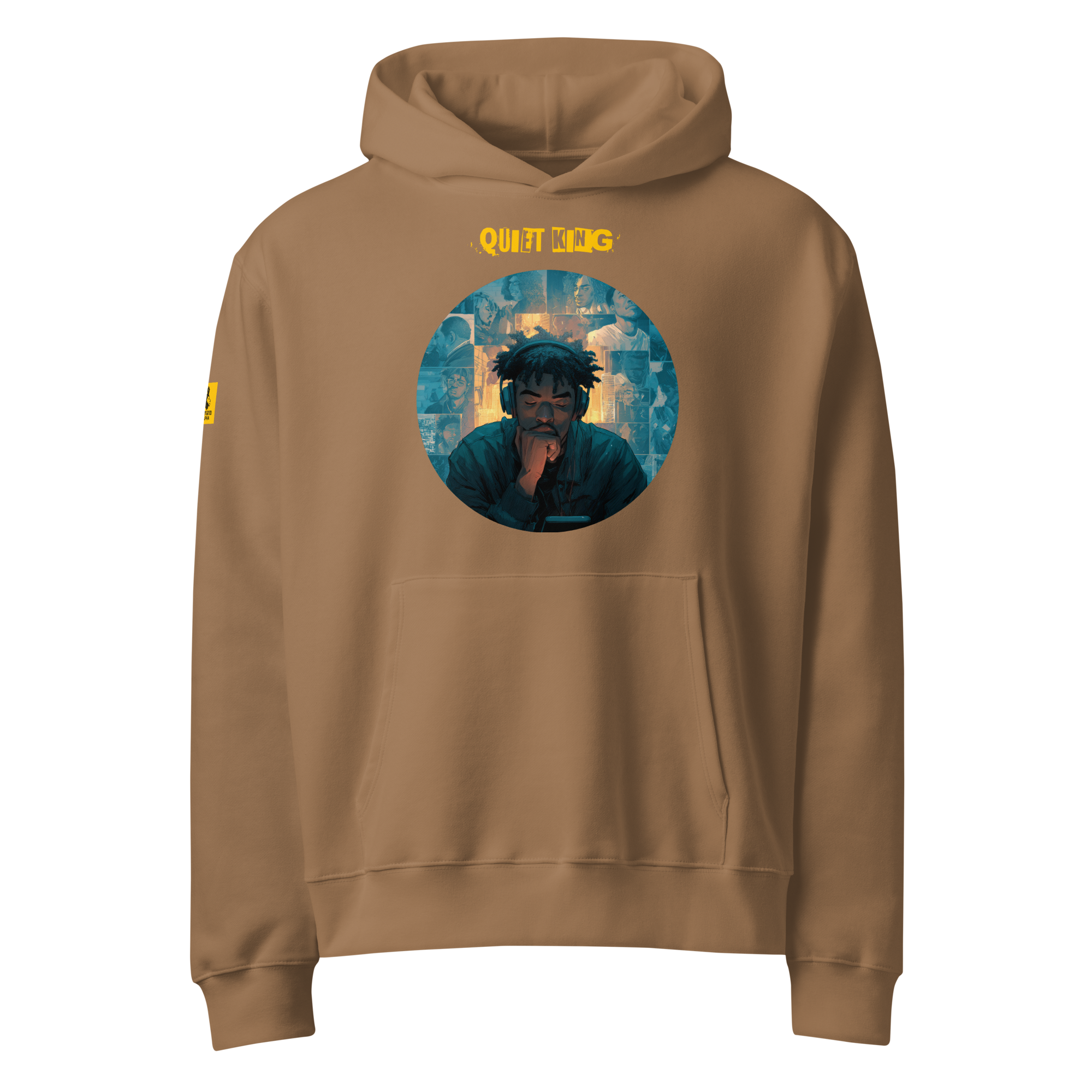 IntrovertedAlpha™ Oversized Hoodie in Vintage Brown for men, premium oversized streetwear with a warm neutral tone