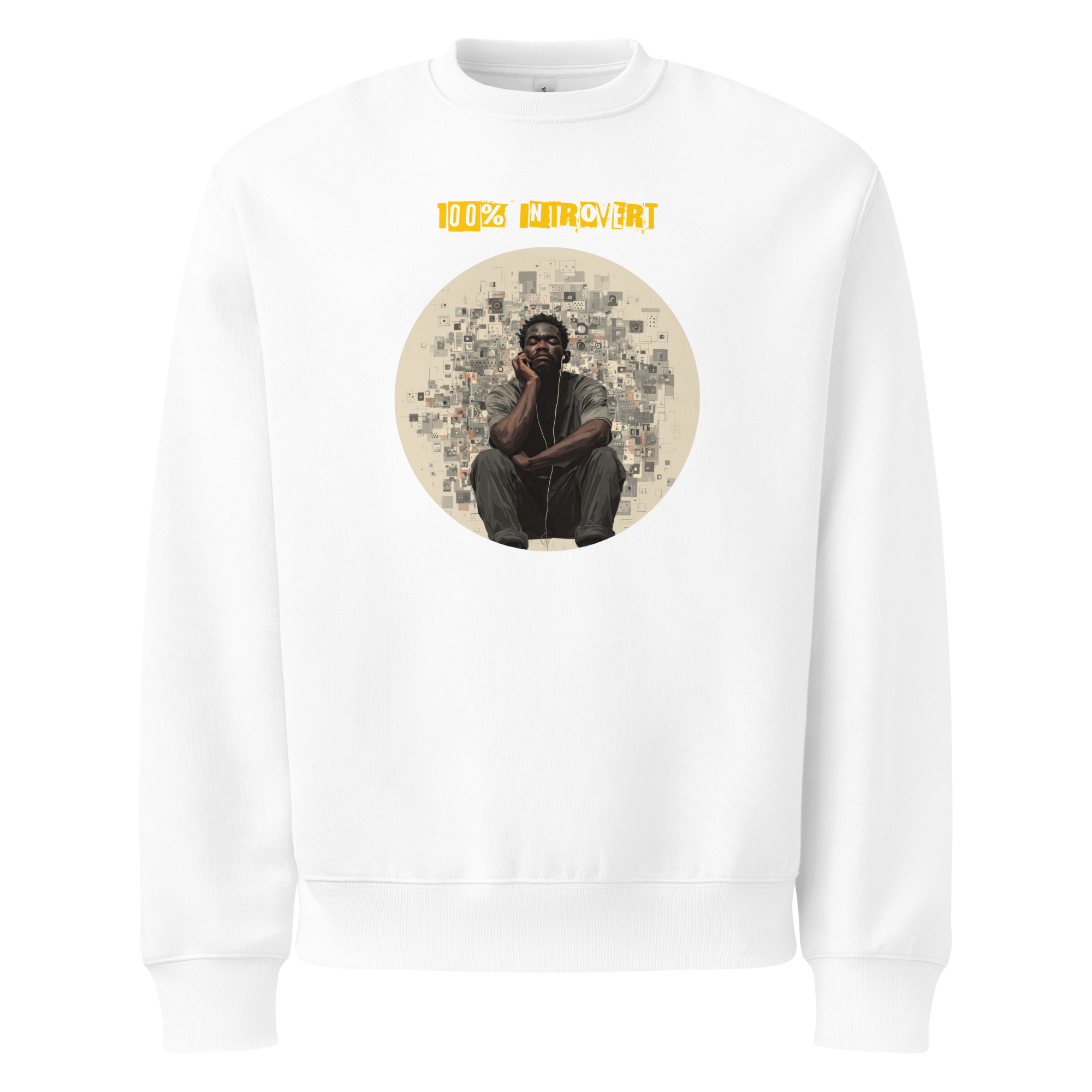 IntrovertedAlpha™ Oversized Sweatshirt in White for men, clean minimalist sweatshirt with a premium heavyweight finish