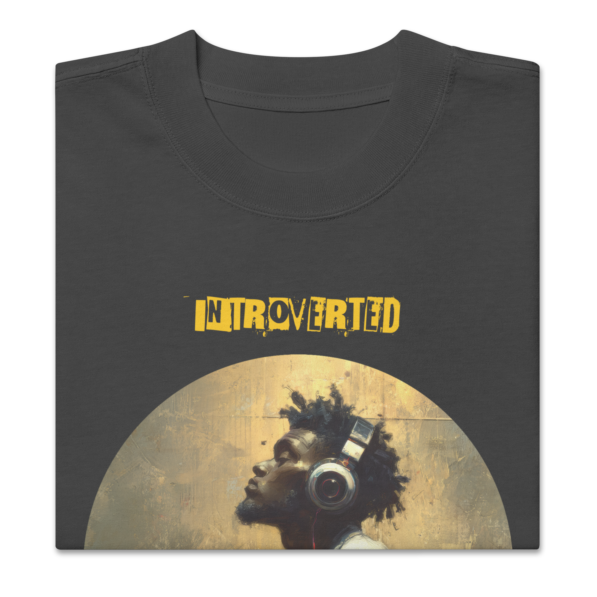 IntrovertedAlpha™ Oversized Faded T-Shirt in Faded Black for men, vintage-wash streetwear with a relaxed oversized fit