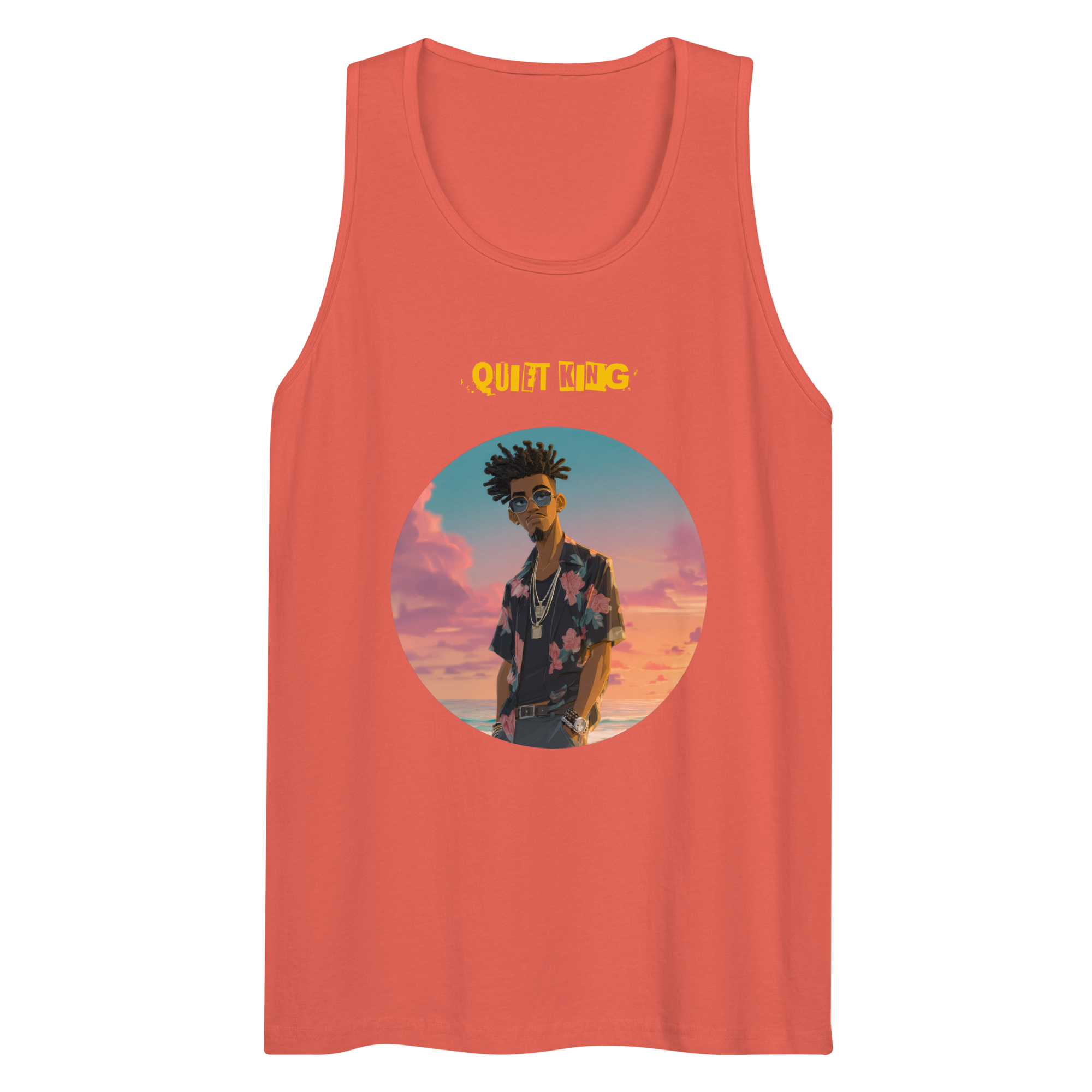 IntrovertedAlpha™ Tank Top in Coral for men, lightweight summer tank top with a vibrant casual tone
