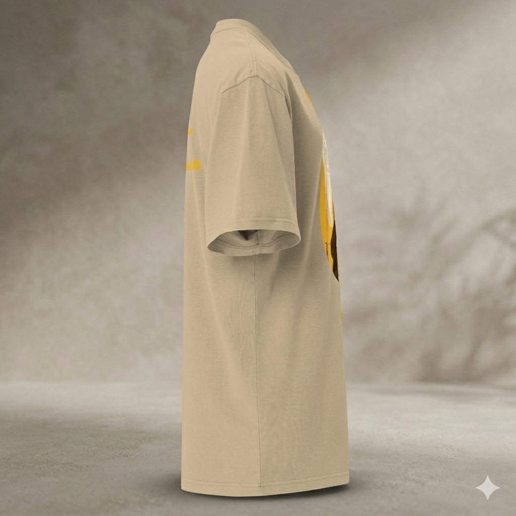 Xantho Philos™ Oversized Faded T-Shirt in Faded Khaki for men, neutral oversized T-shirt with casual streetwear style