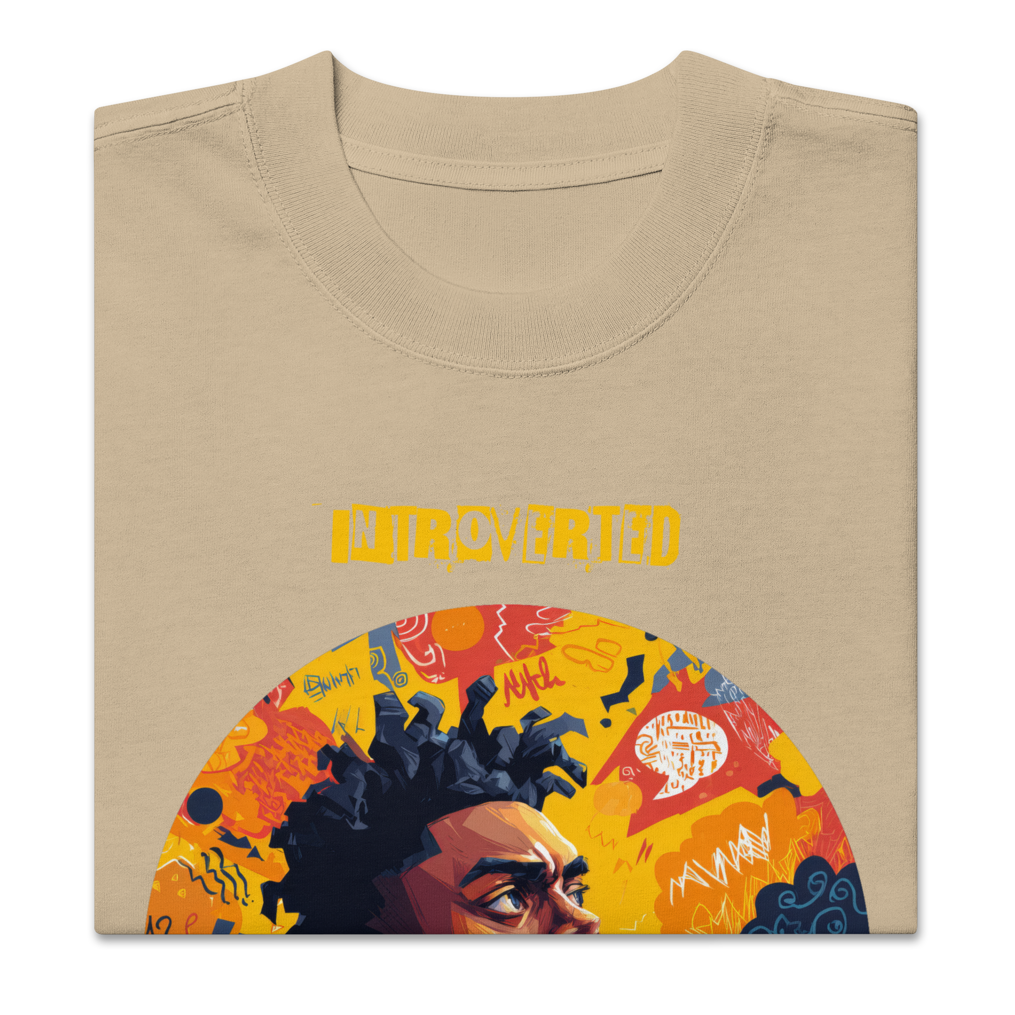 Xantho Philos™ Oversized Faded T-Shirt in Faded Khaki for men, neutral oversized T-shirt with casual streetwear style
