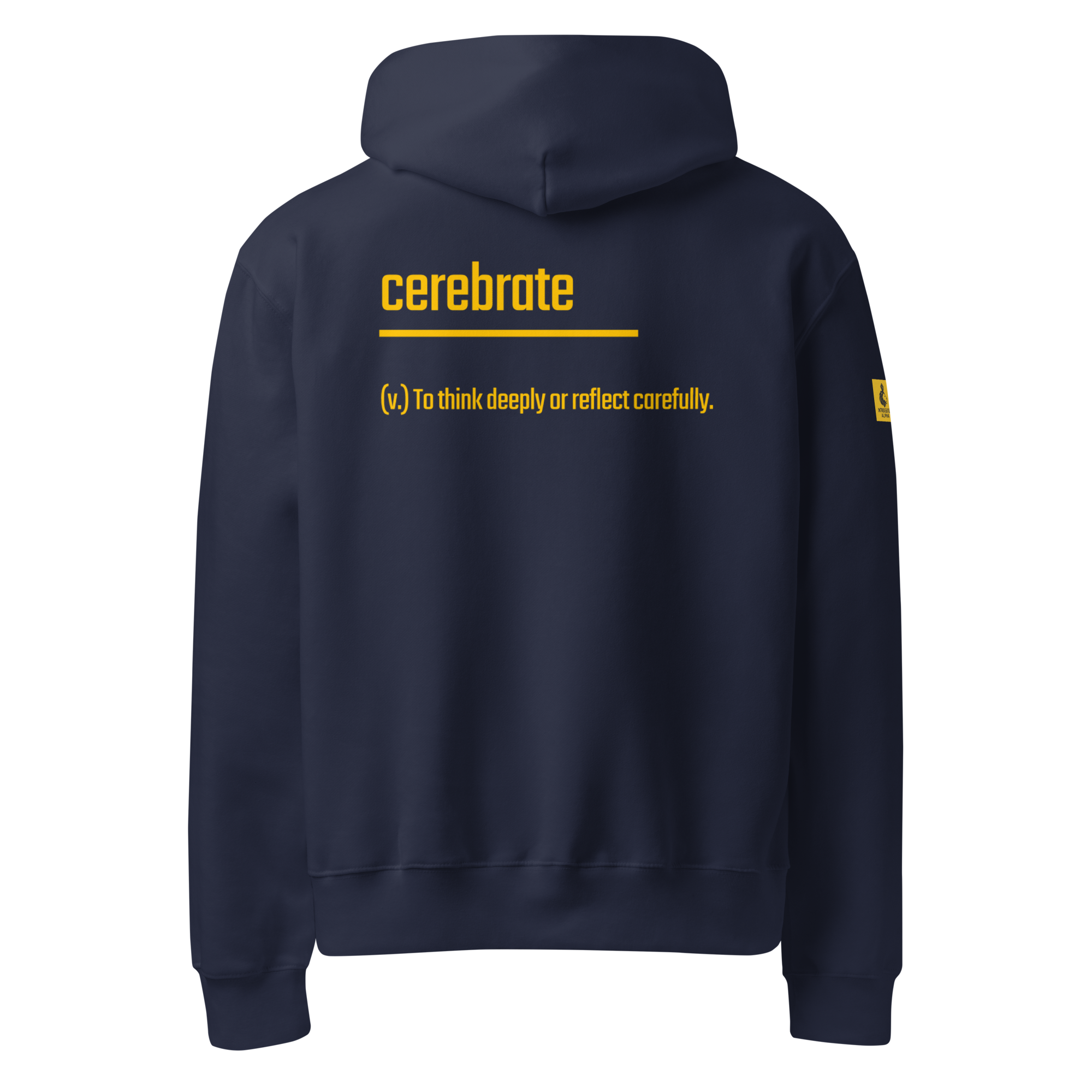 IntrovertedAlpha™ Oversized Hoodie in Navy for men, minimalist heavyweight hoodie with a relaxed streetwear fit