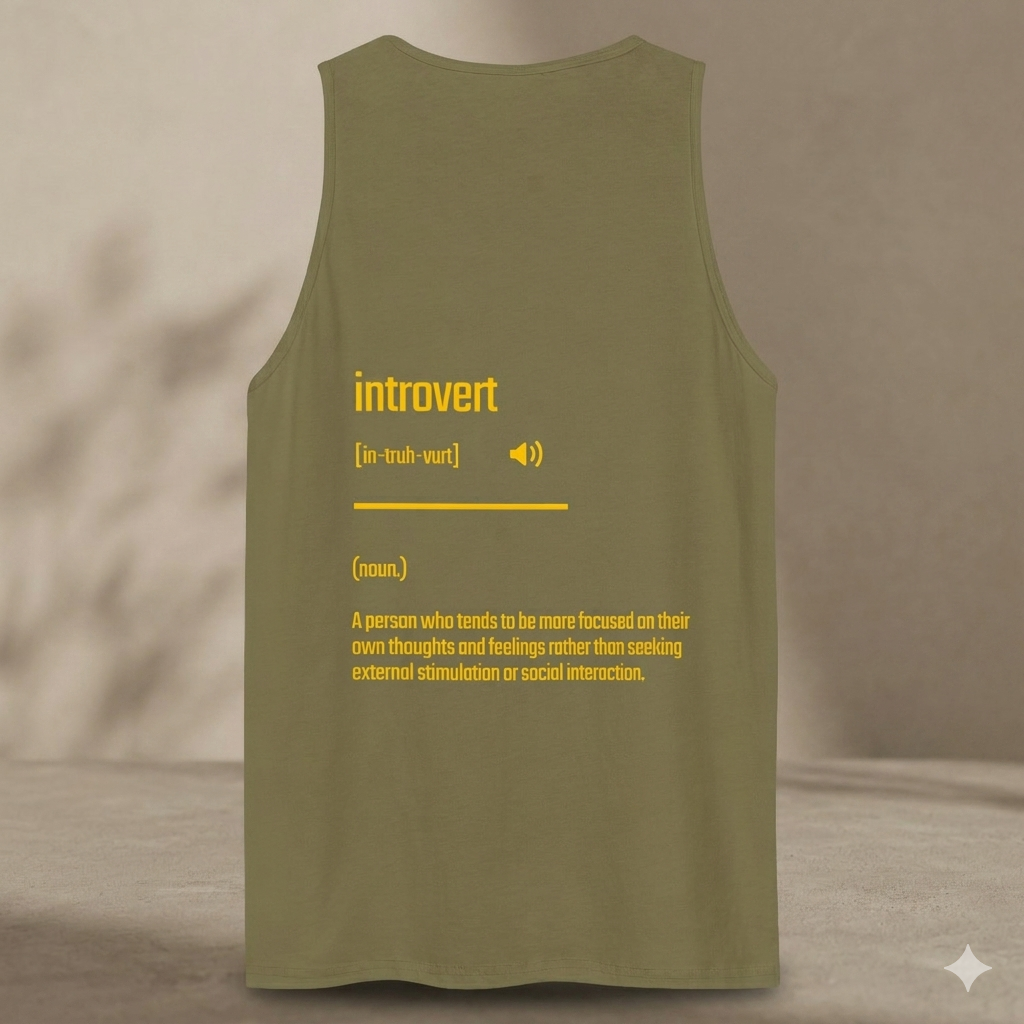 IntrovertedAlpha™ Tank Top in Military Green for men, athletic streetwear tank with a grounded utilitarian tone