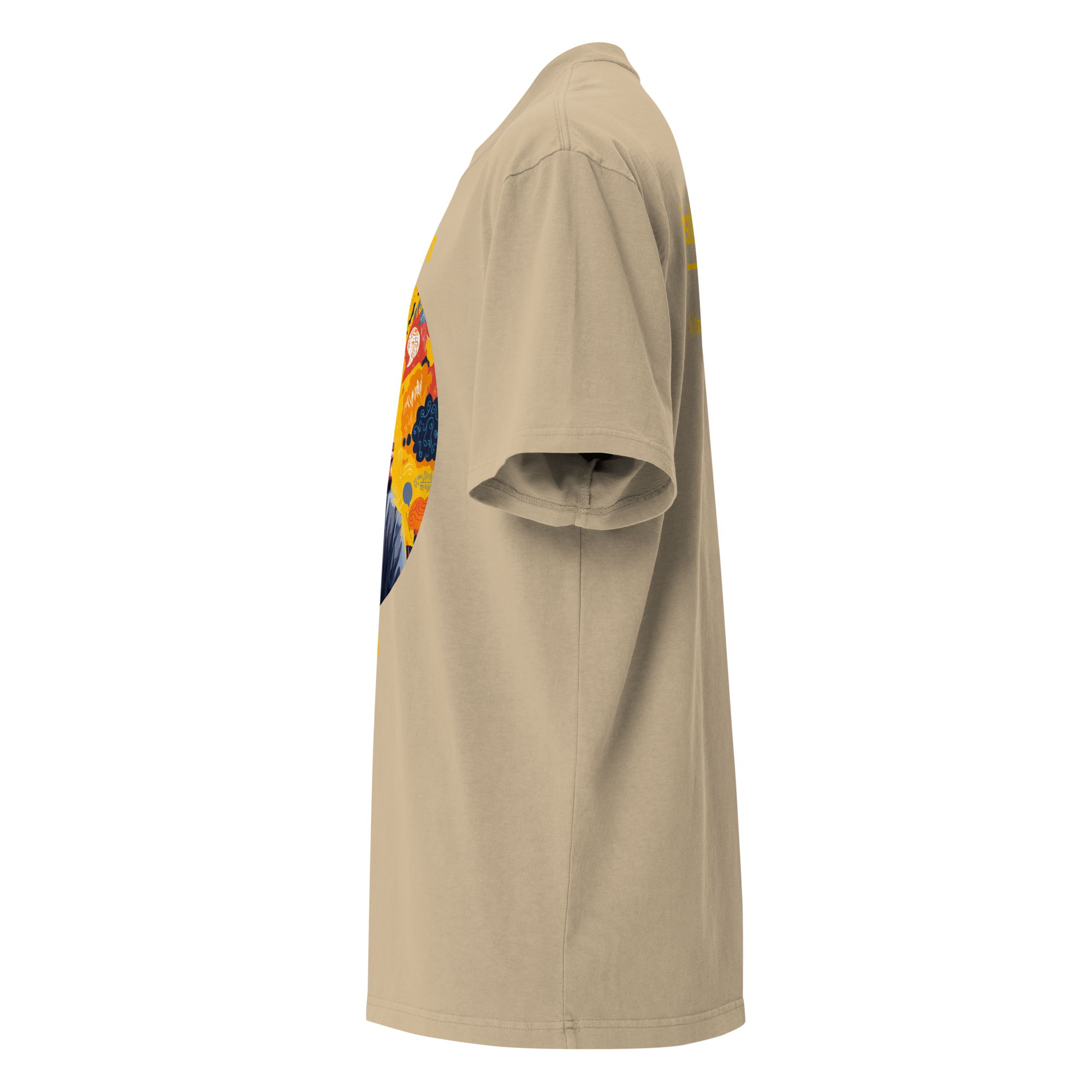 Xantho Philos™ Oversized Faded T-Shirt in Faded Khaki for men, neutral oversized T-shirt with casual streetwear style