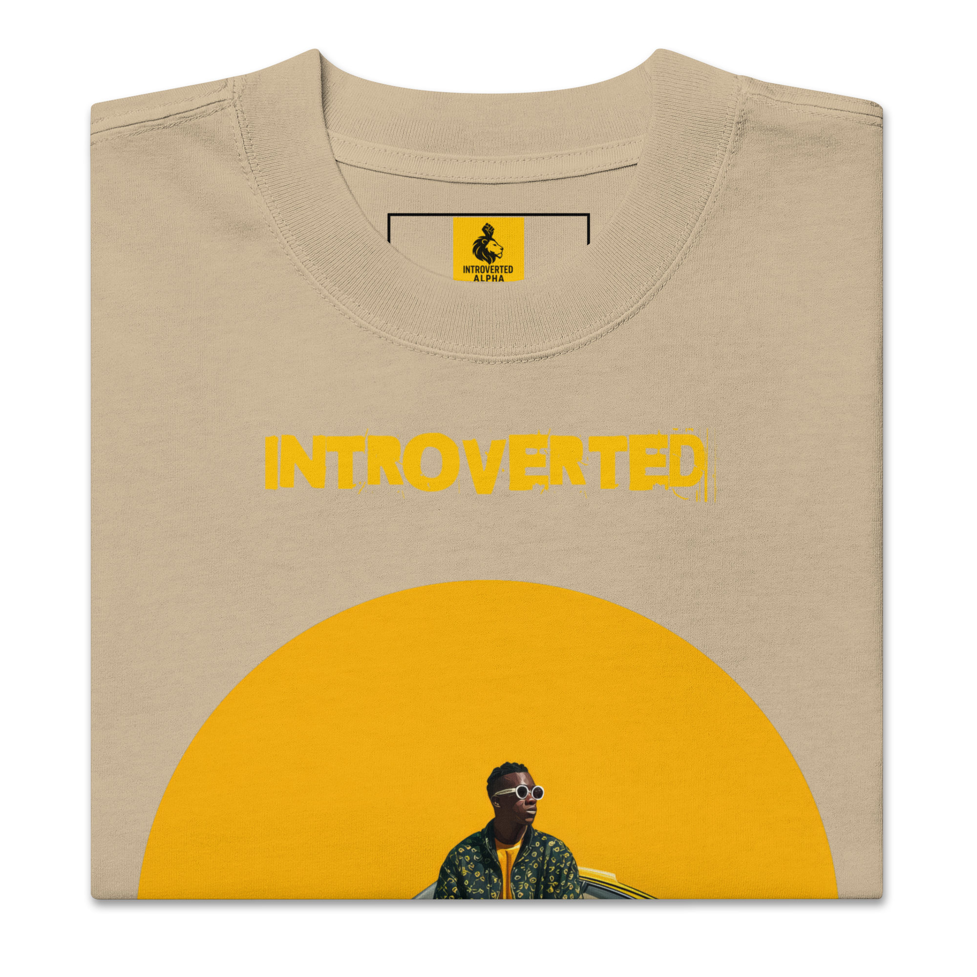 Xantho Philos™ Oversized Faded T-Shirt in Faded Khaki for men, neutral oversized T-shirt with casual streetwear style