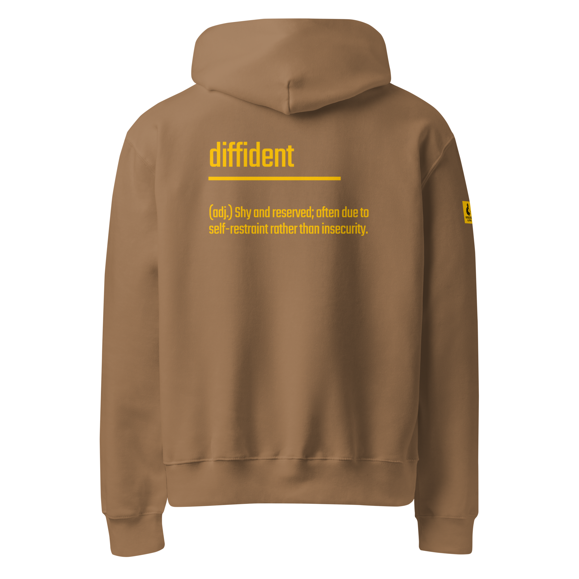 IntrovertedAlpha™ Oversized Hoodie in Vintage Brown for men, premium oversized streetwear with a warm neutral tone