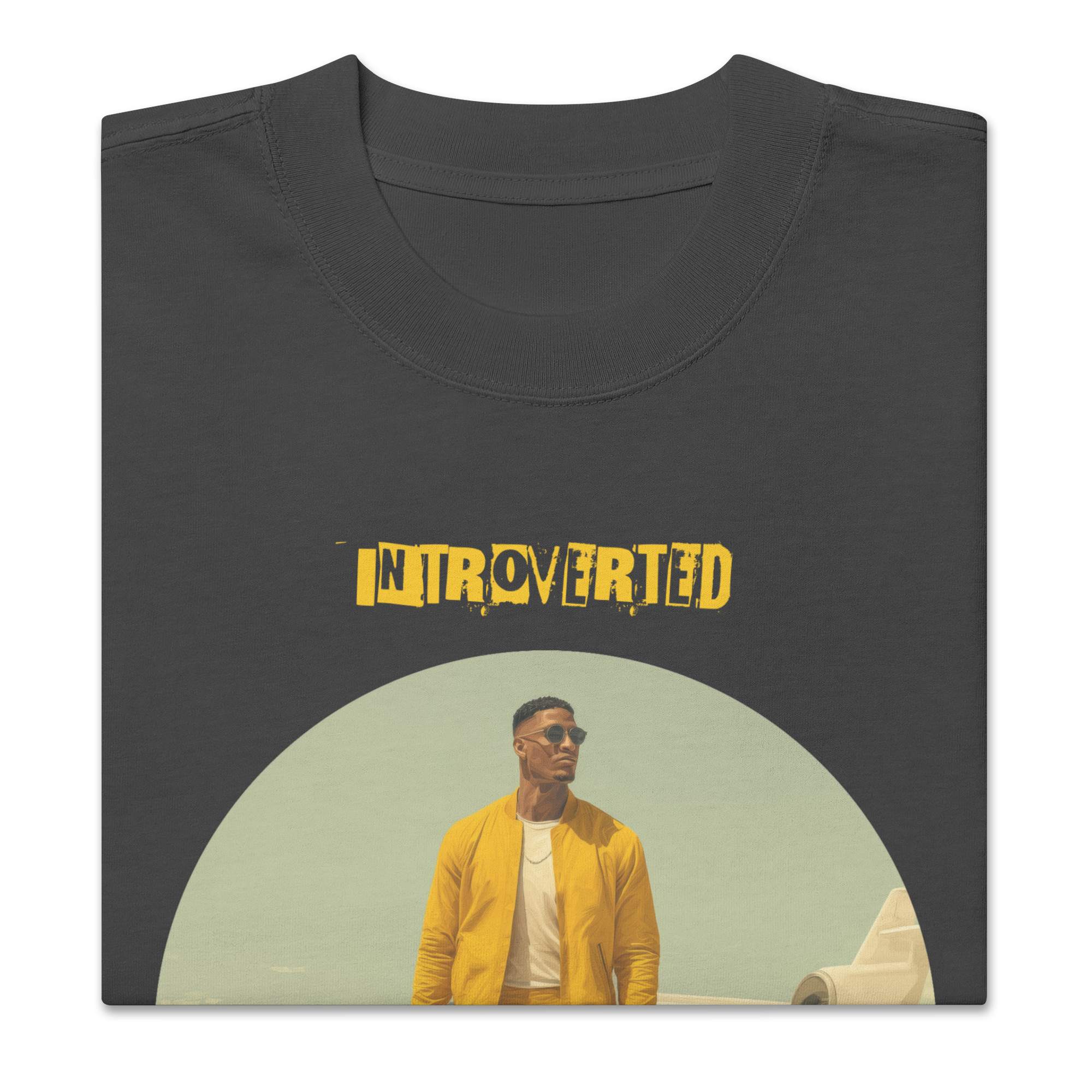 IntrovertedAlpha™ Oversized Faded T-Shirt in Faded Black for men, vintage-wash streetwear with a relaxed oversized fit