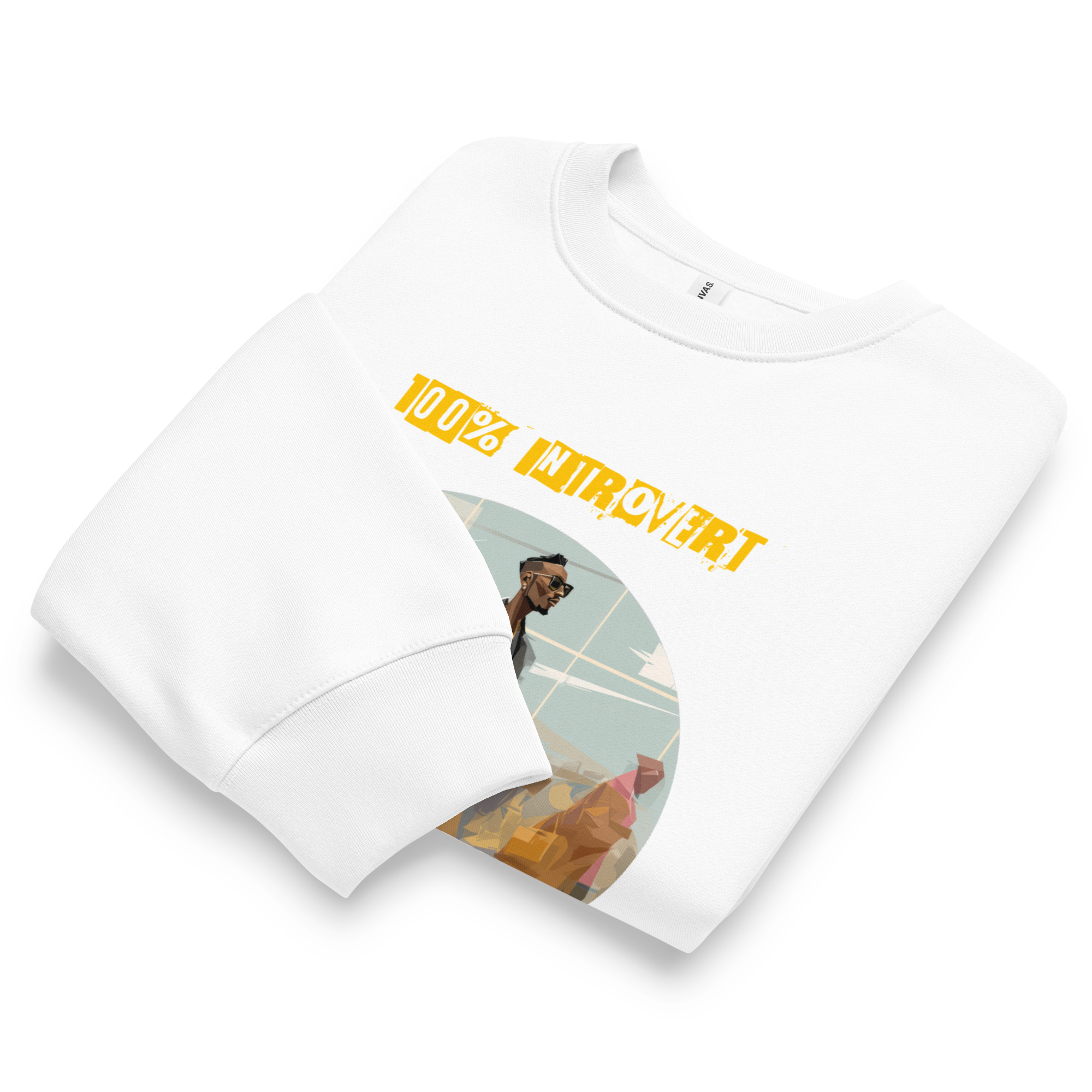 IntrovertedAlpha™ Oversized Sweatshirt in White for men, clean minimalist sweatshirt with a premium heavyweight finish