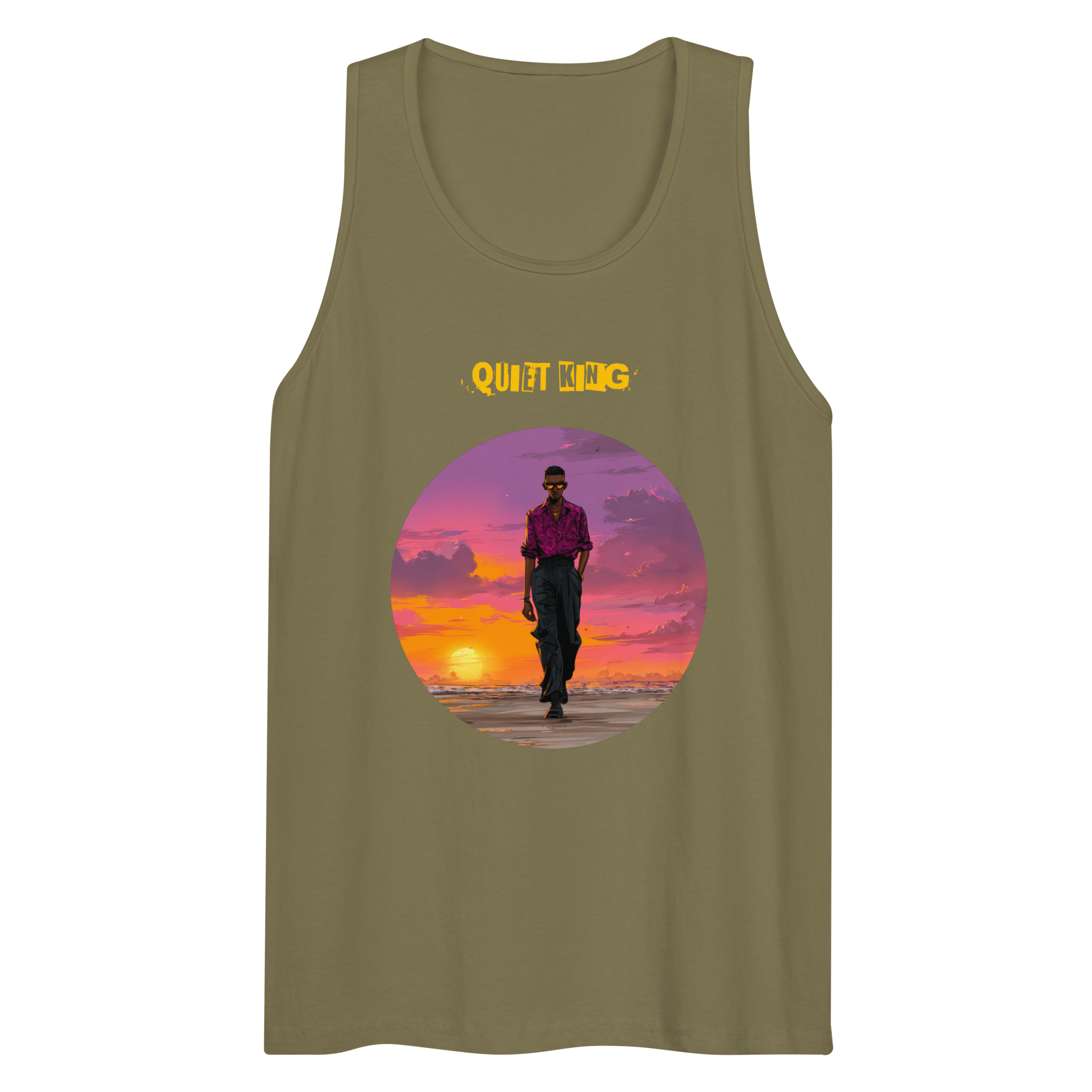 IntrovertedAlpha™ Tank Top in Military Green for men, athletic streetwear tank with a grounded utilitarian tone