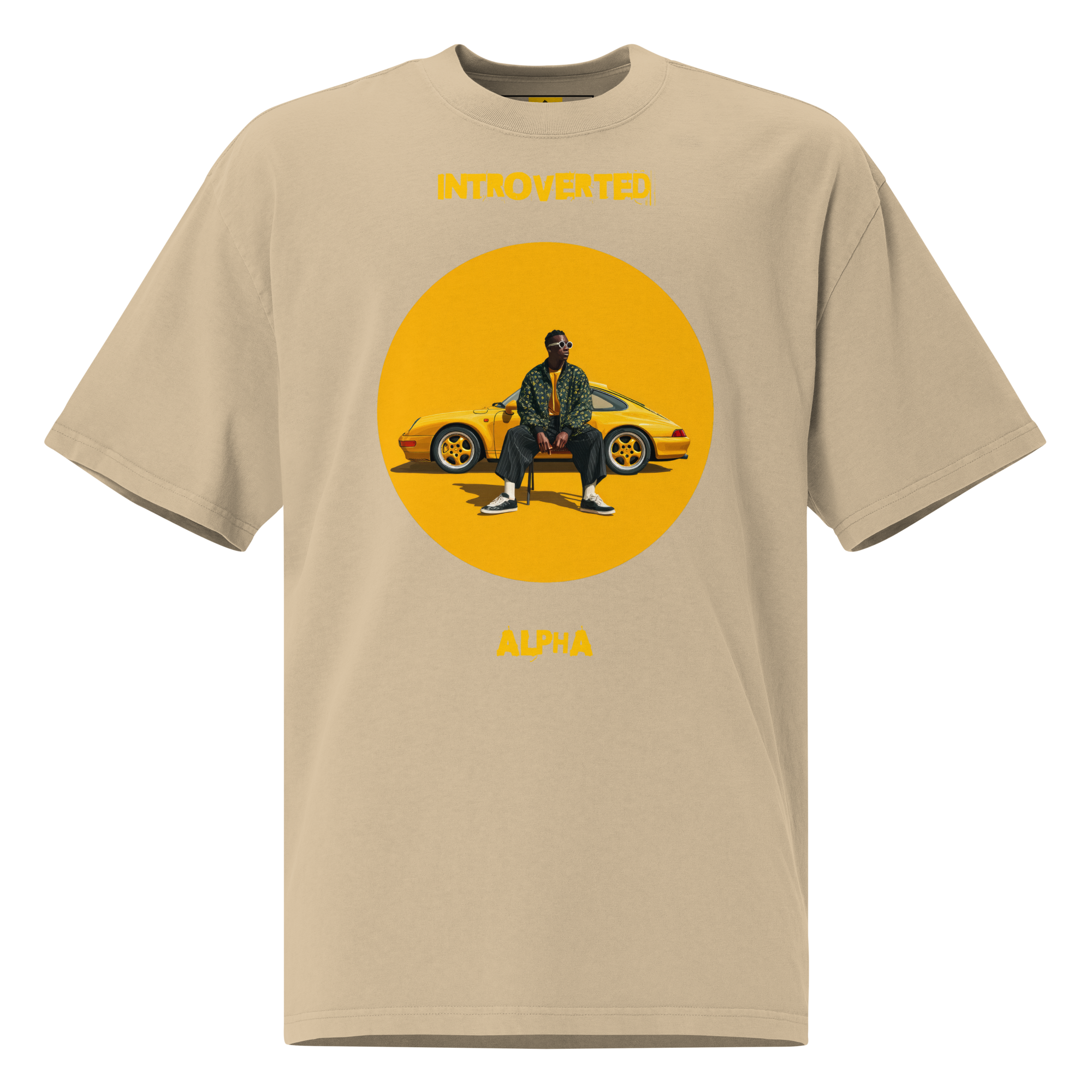Xantho Philos™ Oversized Faded T-Shirt in Faded Khaki for men, neutral oversized T-shirt with casual streetwear style