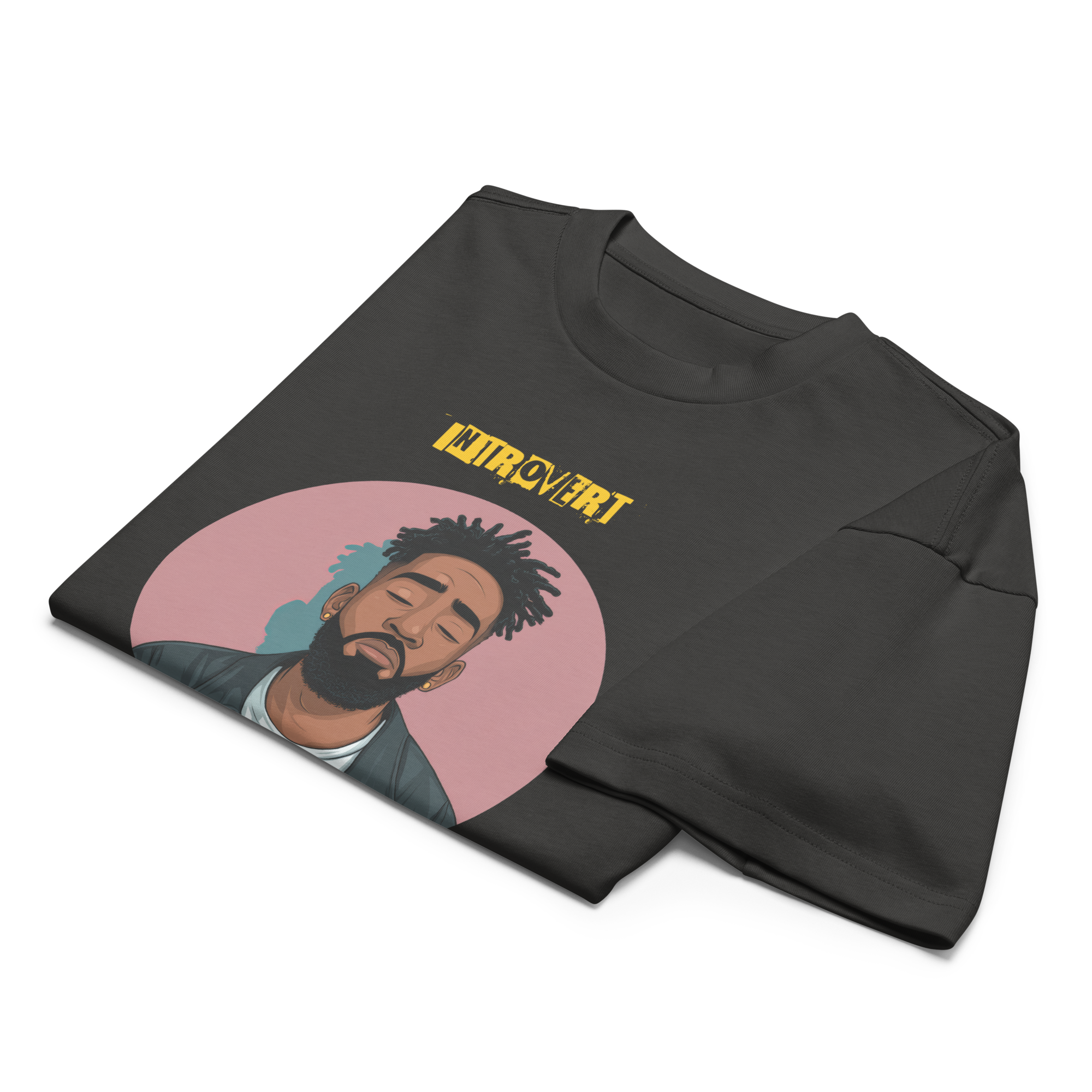 IntrovertedAlpha™ Box Tee in Vintage Black for men, washed boxy T-shirt with a relaxed streetwear silhouette