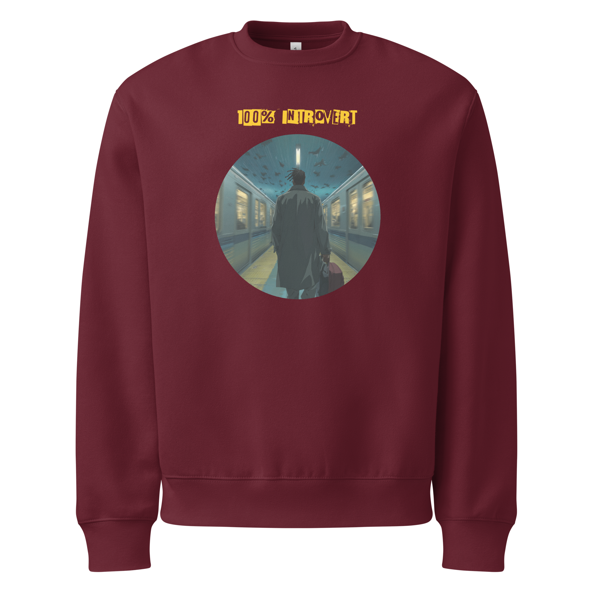 IntrovertedAlpha™ Oversized Sweatshirt in Maroon for men, rich-toned oversized sweatshirt with heavyweight comfort