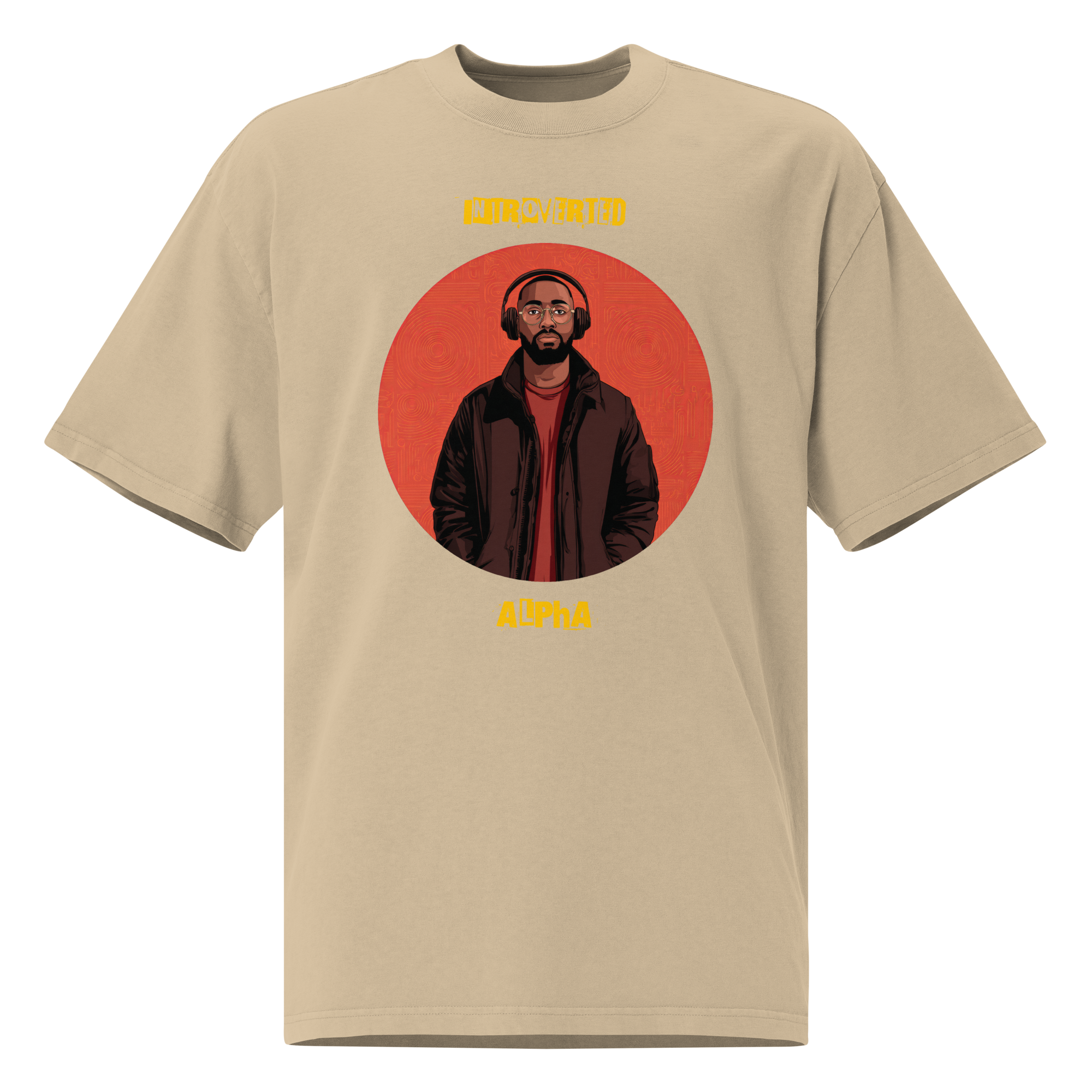 Xantho Philos™ Oversized Faded T-Shirt in Faded Khaki for men, neutral oversized T-shirt with casual streetwear style