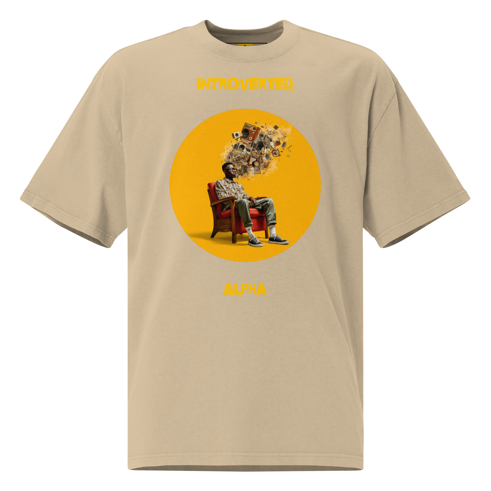 Xantho Philos™ Oversized Faded T-Shirt in Faded Khaki for men, neutral oversized T-shirt with casual streetwear style