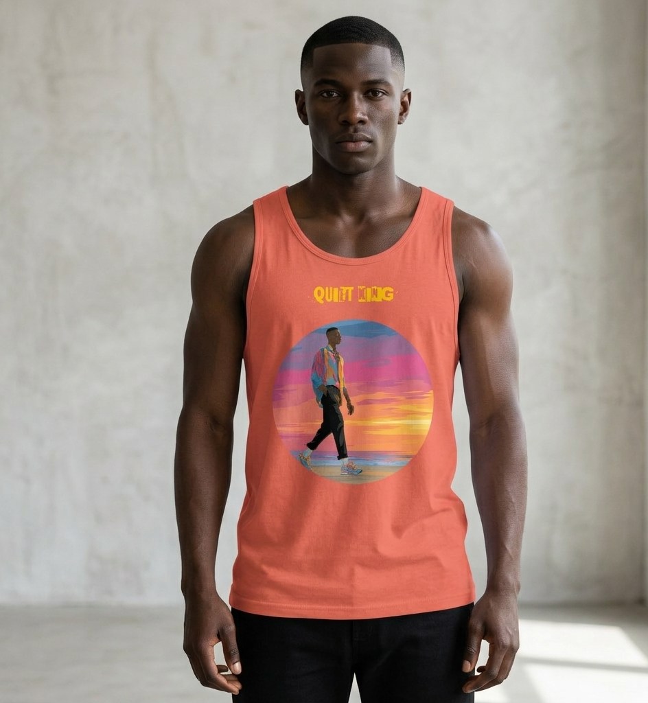 IntrovertedAlpha™ Tank Top in Coral for men, lightweight summer tank top with a vibrant casual tone