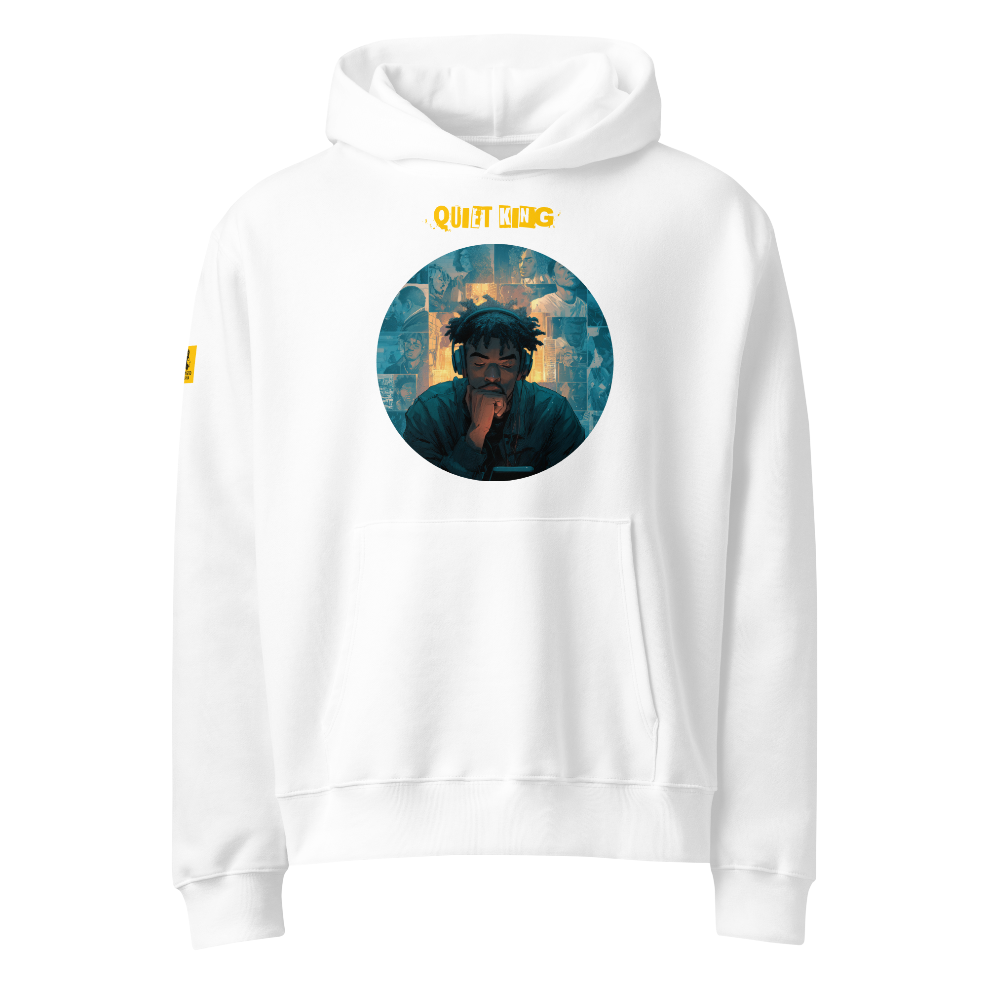 IntrovertedAlpha™ Oversized Hoodie in White for men, crisp minimalist oversized hoodie with premium streetwear appeal