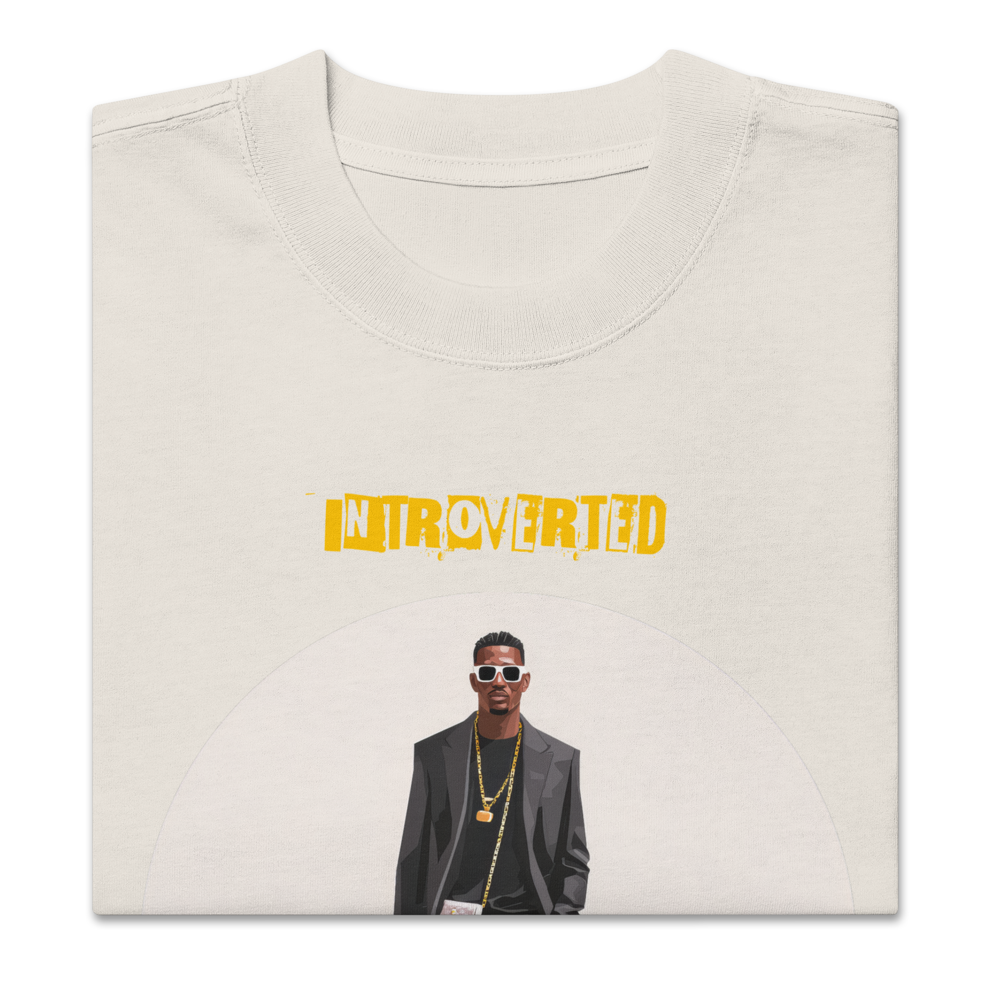IntrovertedAlpha™ Oversized Faded T-Shirt in Faded Bone for men, soft neutral oversized T-shirt with a minimalist streetwear feel