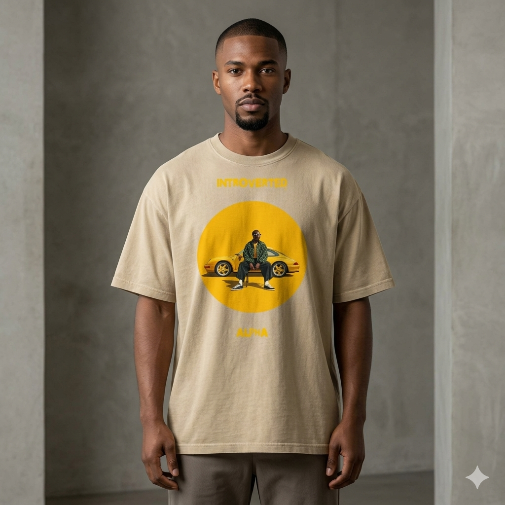 Xantho Philos™ Oversized Faded T-Shirt in Faded Khaki for men, neutral oversized T-shirt with casual streetwear style