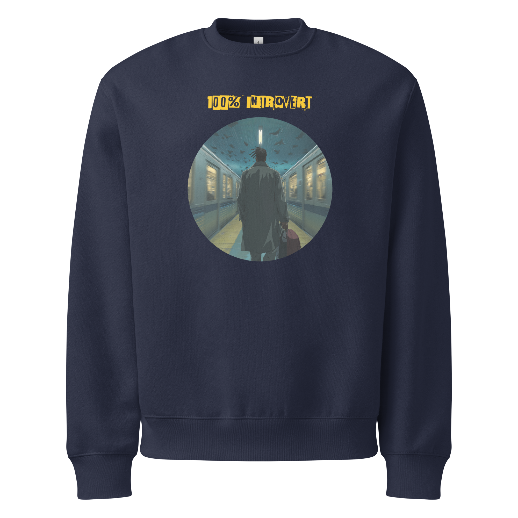 IntrovertedAlpha™ Oversized Sweatshirt in Navy for men, minimalist premium sweatshirt with everyday streetwear style