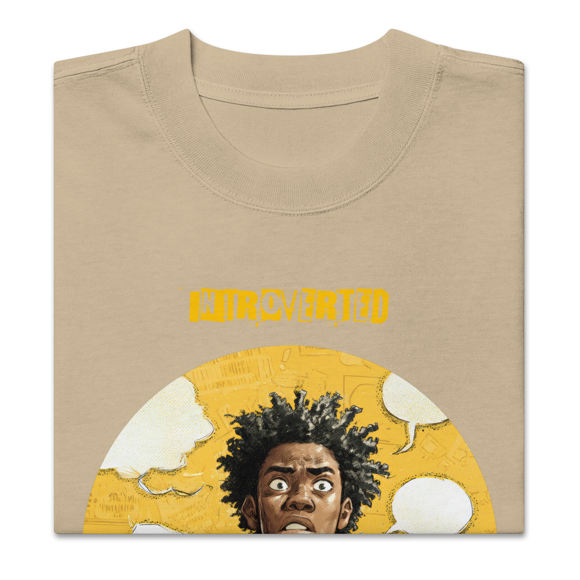 IntrovertedAlpha™ Oversized Faded T-Shirt in Faded Khaki for men, neutral oversized T-shirt with casual streetwear style