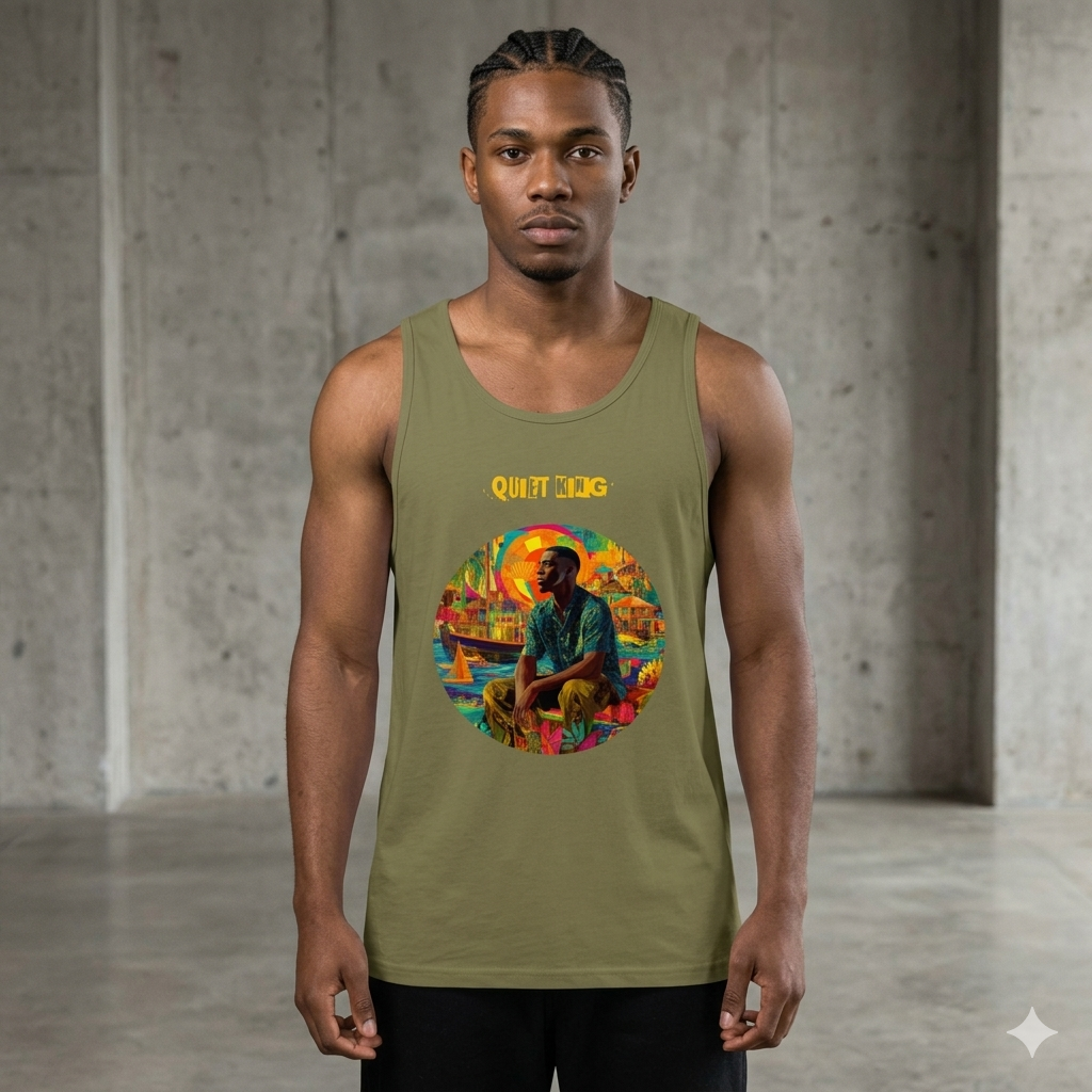 IntrovertedAlpha™ Tank Top in Military Green for men, athletic streetwear tank with a grounded utilitarian tone