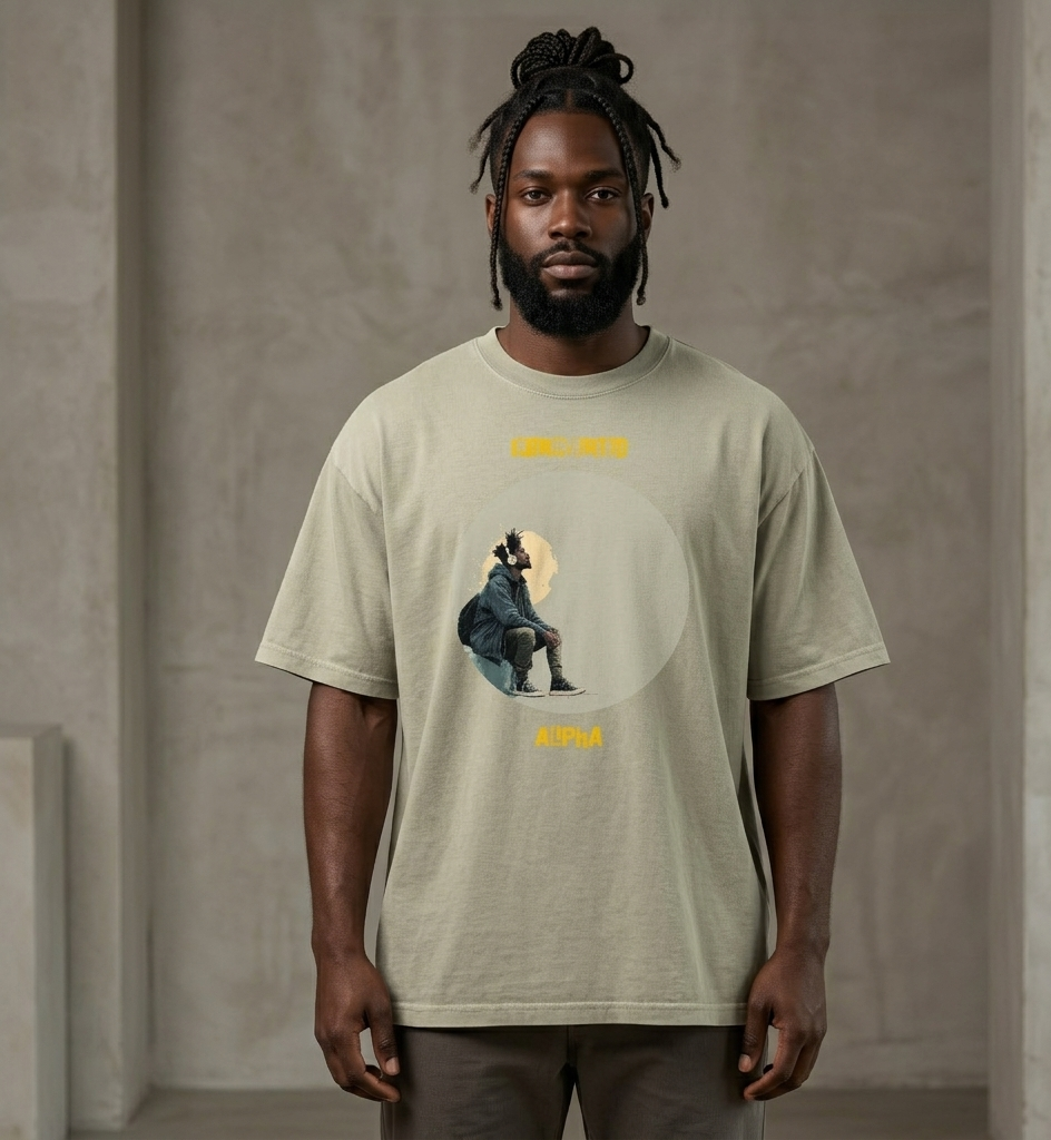 IntrovertedAlpha™ Oversized Faded T-Shirt in Faded Eucalyptus for men, washed green oversized T-shirt with premium casual style